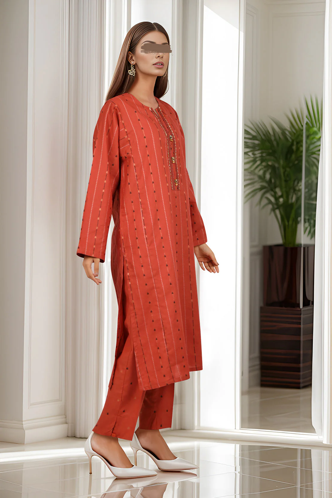 Cotton Jacquard Stitched 2 Piece (Shirt/Trouser) - Image 2