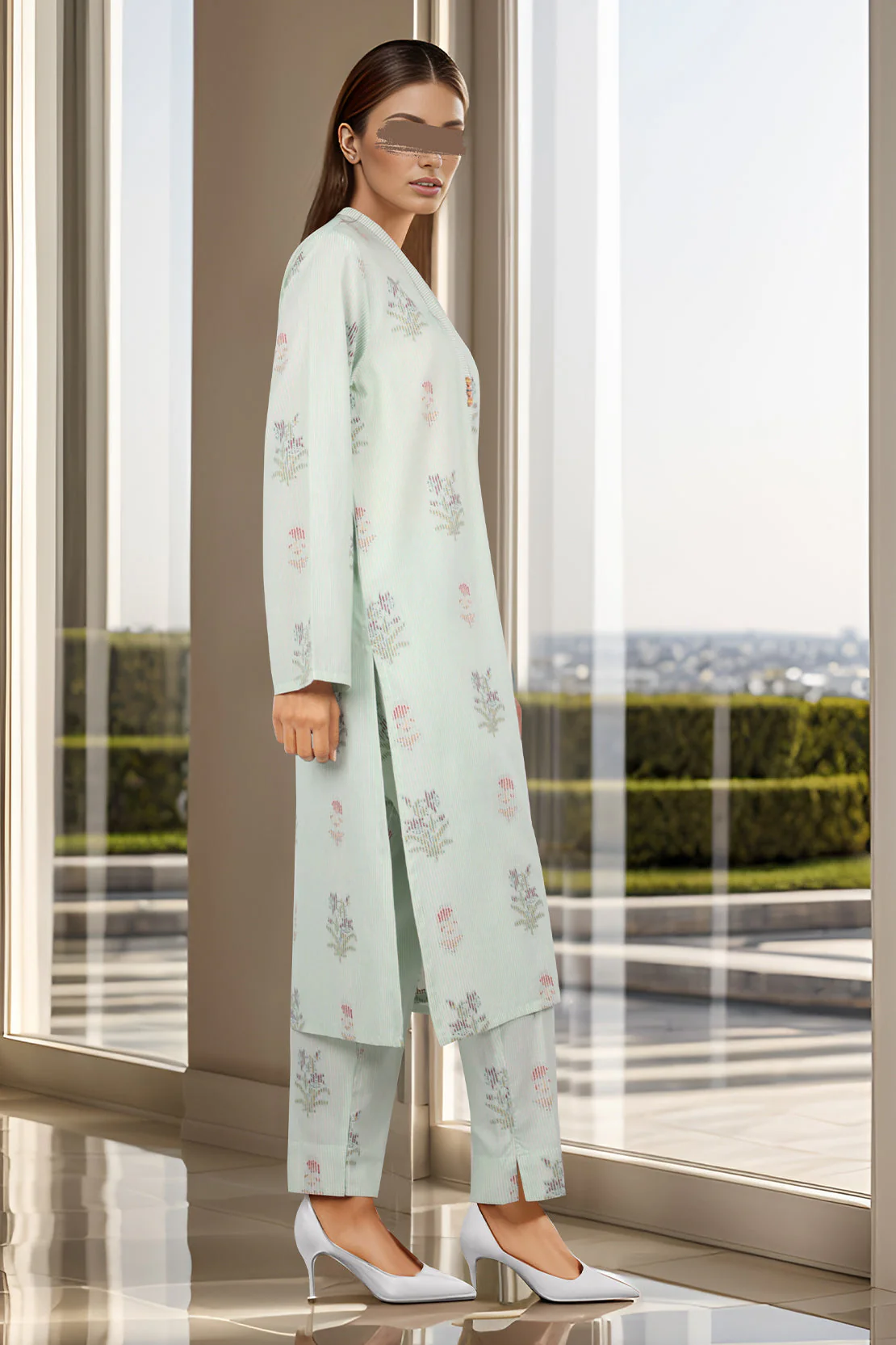 Cotton Jacquard Stitched 2 Piece (Shirt/Trouser) - Image 2