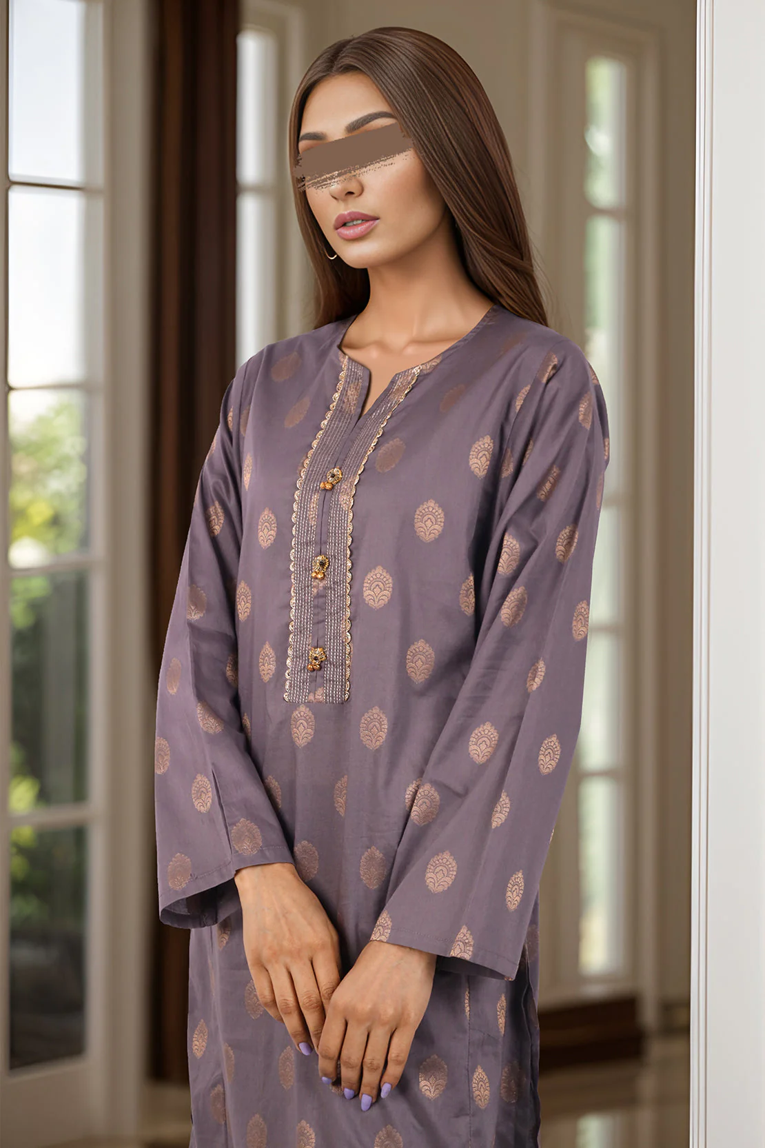 Cotton Jacquard Stitched 2 Piece (Shirt/Trouser) - Image 2