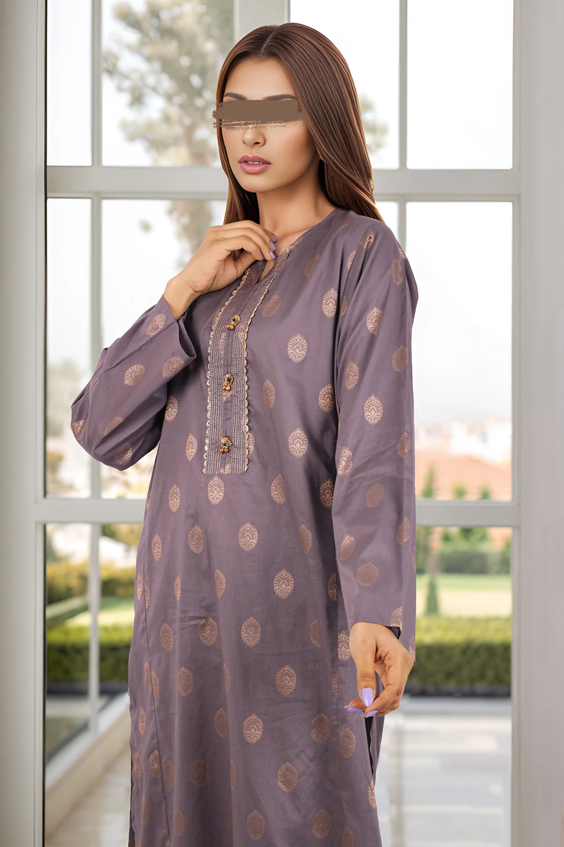 Cotton Jacquard Stitched 2 Piece (Shirt/Trouser) - Image 3