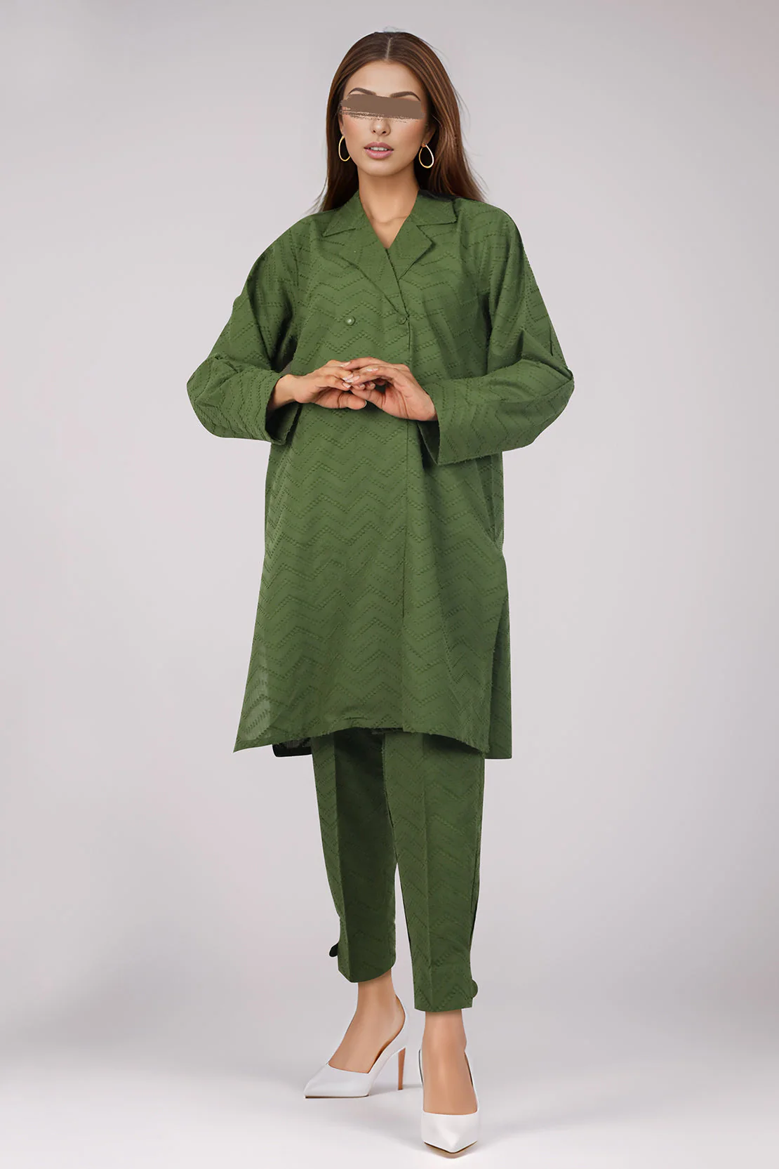 Cotton Jacquard Stitched 2 Piece (Shirt/Trouser) - Image 2
