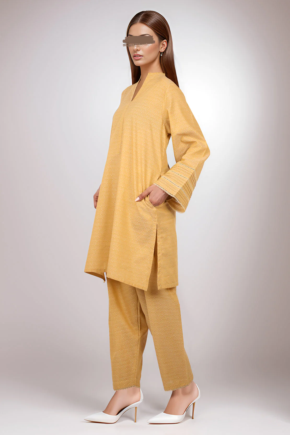 Cotton Jacquard Stitched 2 Piece (Shirt/Trouser) - Image 2