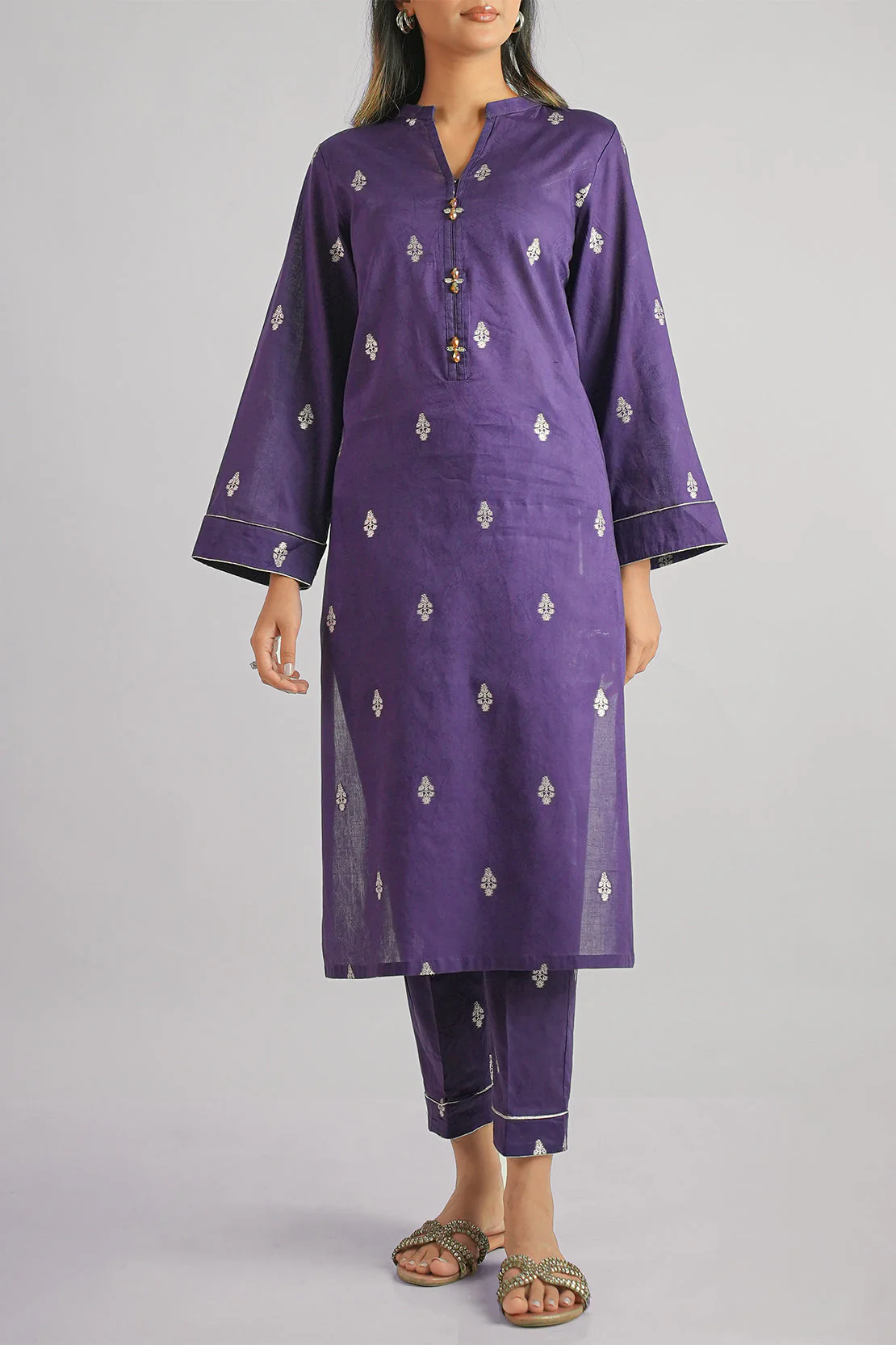 Cotton Jacquard Stitched 2 Piece (Shirt/Trouser) - Image 2