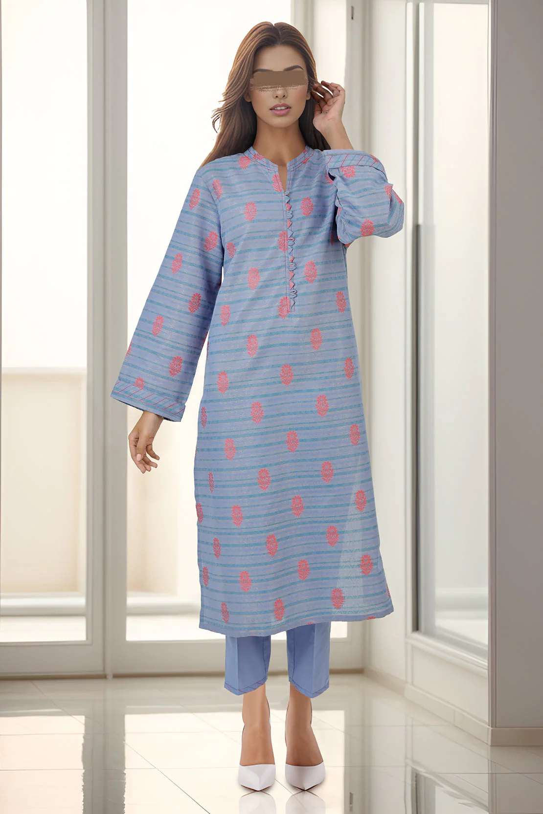 Cotton Jacquard Stitched 2 Piece (Shirt/Trouser) - Image 3