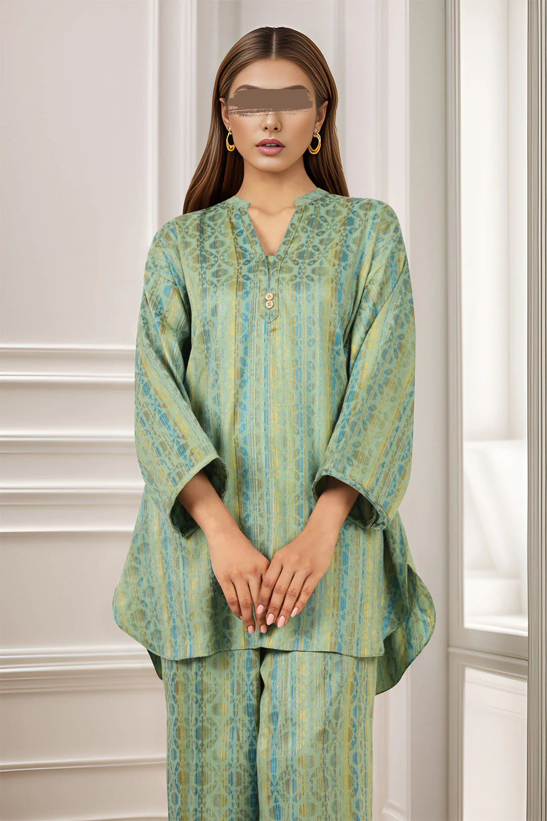 Cotton Jacquard Stitched 2 Piece (Shirt/Trouser) - Image 2