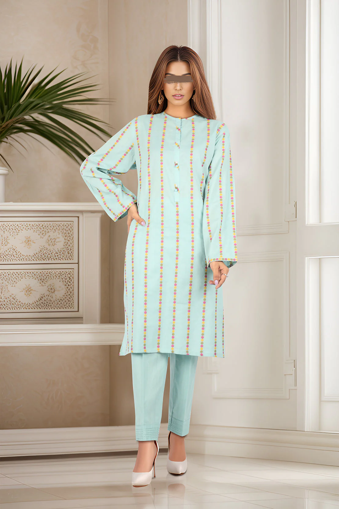Cotton Jacquard Stitched 2 Piece (Shirt/Trouser) - Image 2