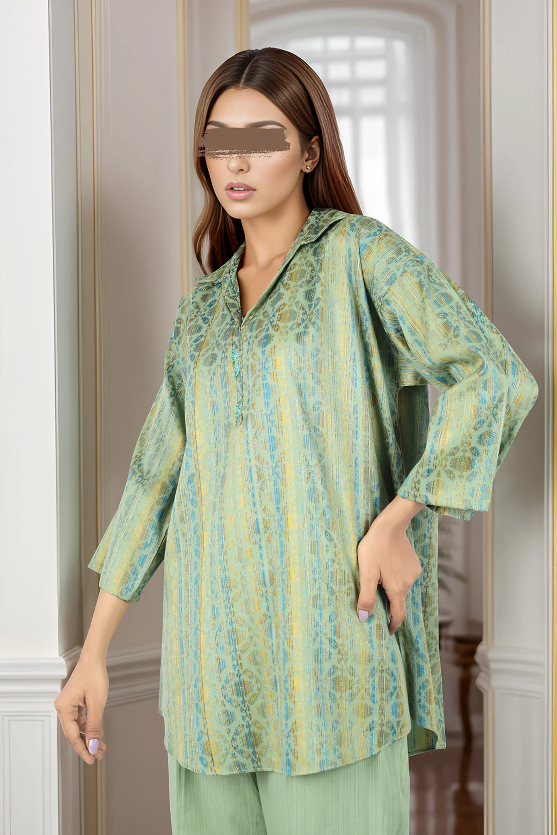 Cotton Jacquard Stitched 2 Piece (Shirt/Trouser) - Image 3