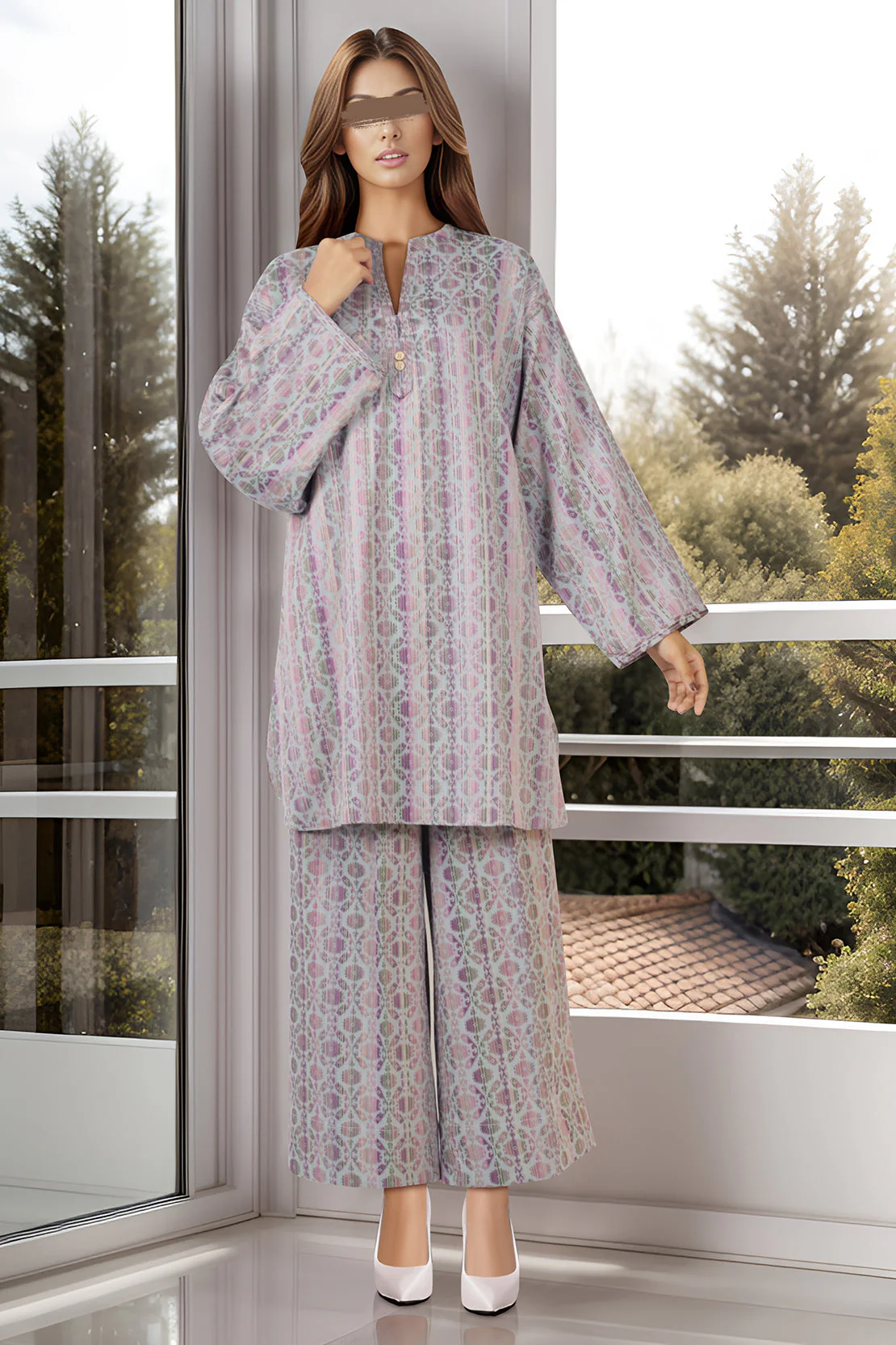 Cotton Jacquard Stitched 2 Piece (Shirt/Trouser) - Image 2