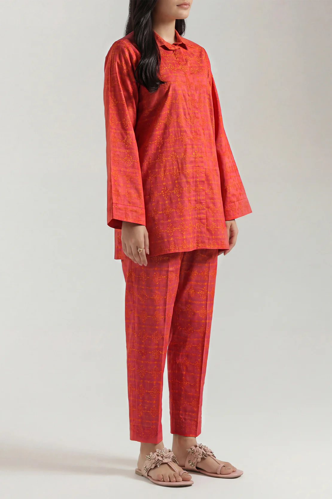 Cotton Jacquard Stitched 2 Piece (Shirt/Trouser)
