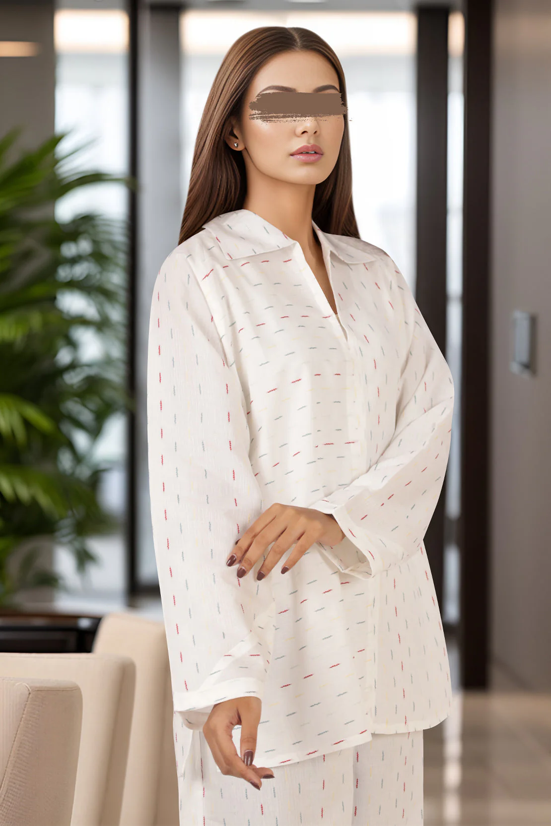 Cotton Jacquard Stitched 2 Piece (Shirt/Trouser) - Image 2