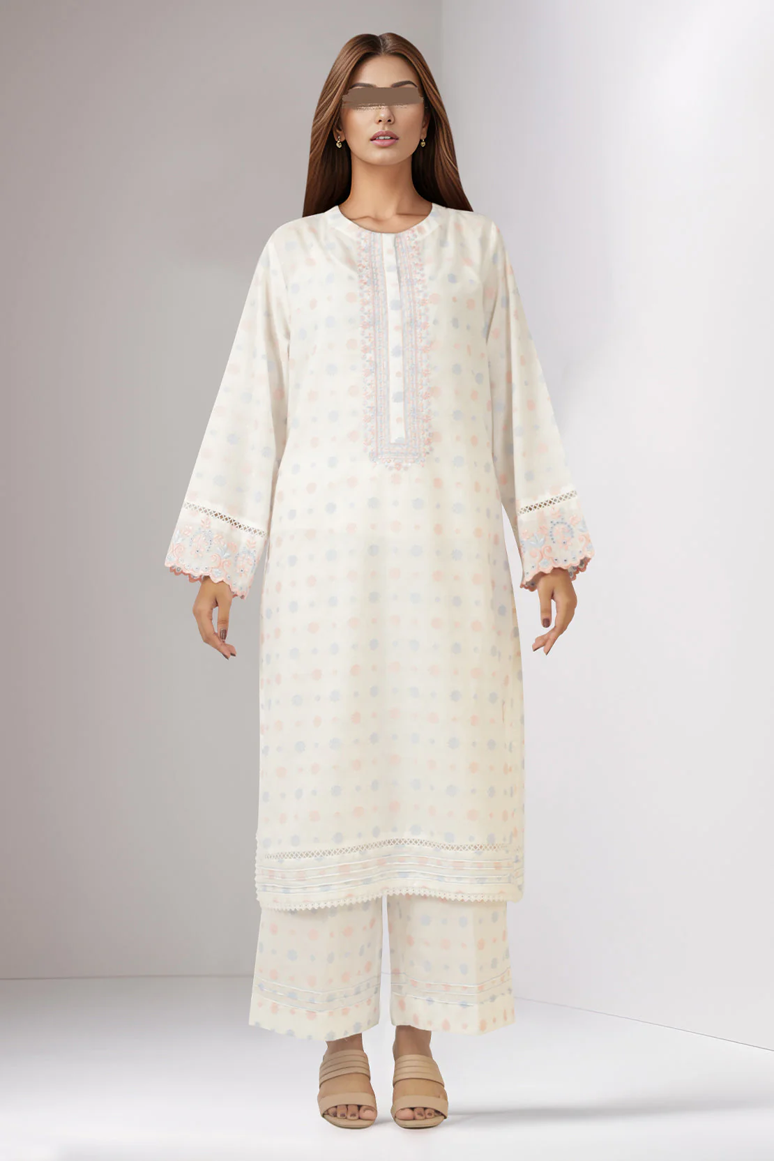 Embroidered Cotton Jacquard Stitched 2 Piece (Shirt/Trouser)