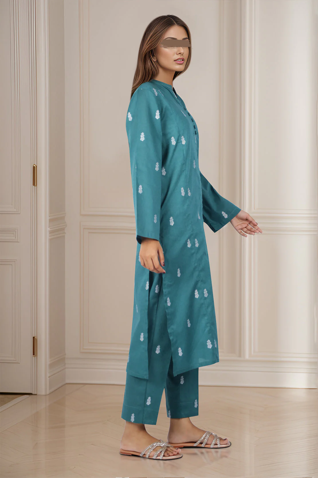Cotton Jacquard Stitched 2 Piece (Shirt/Trouser) - Image 2