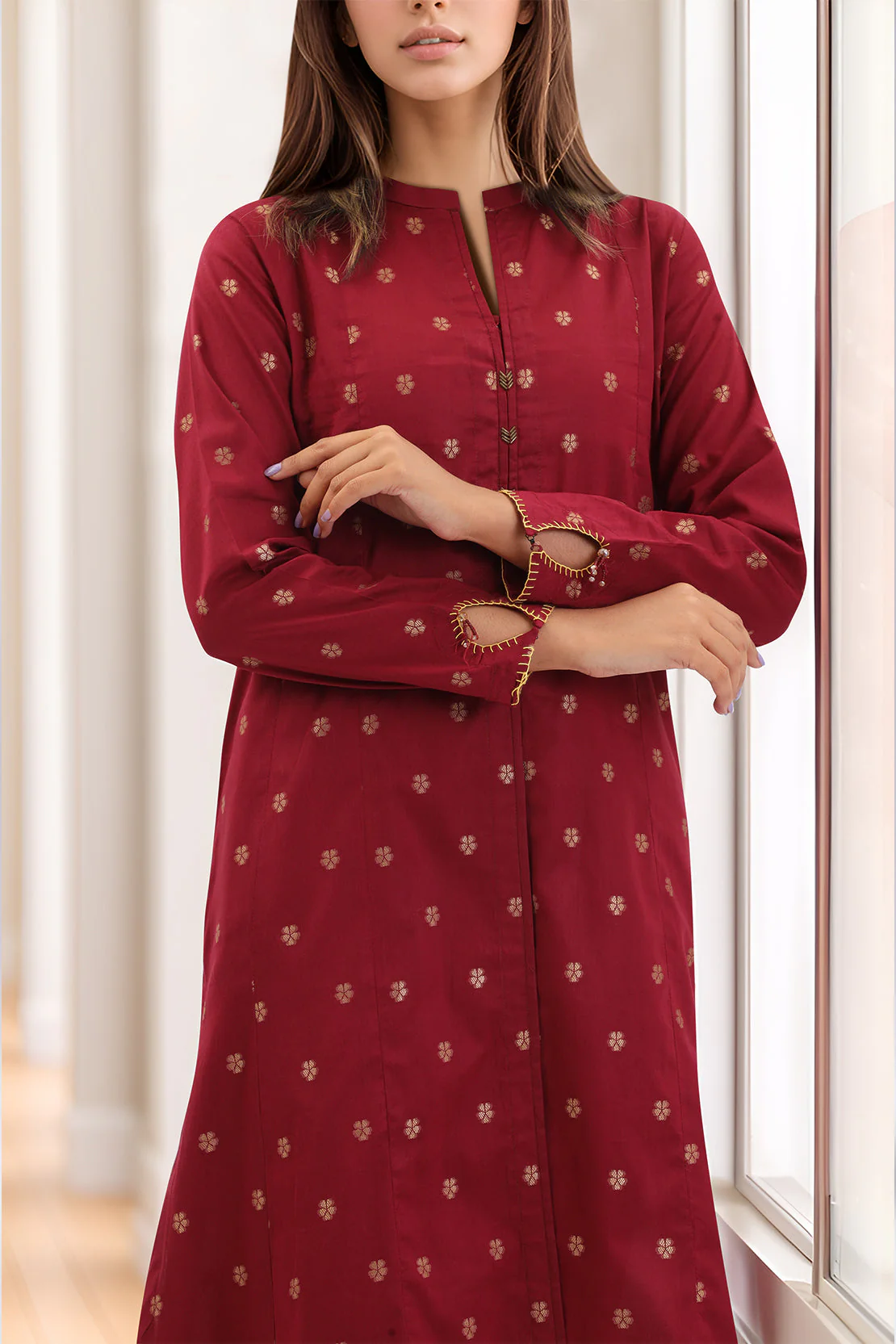 Cotton Jacquard Stitched 2 Piece (Shirt/Trouser) - Image 2