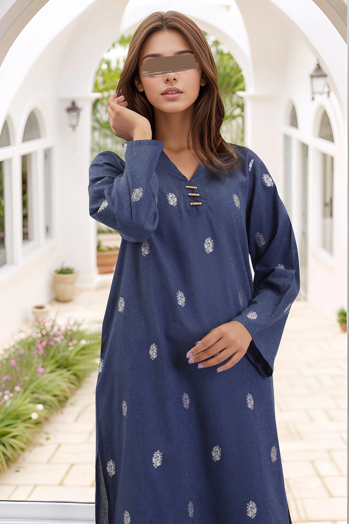 Cotton Jacquard Stitched 2 Piece (Shirt/Trouser) - Image 2