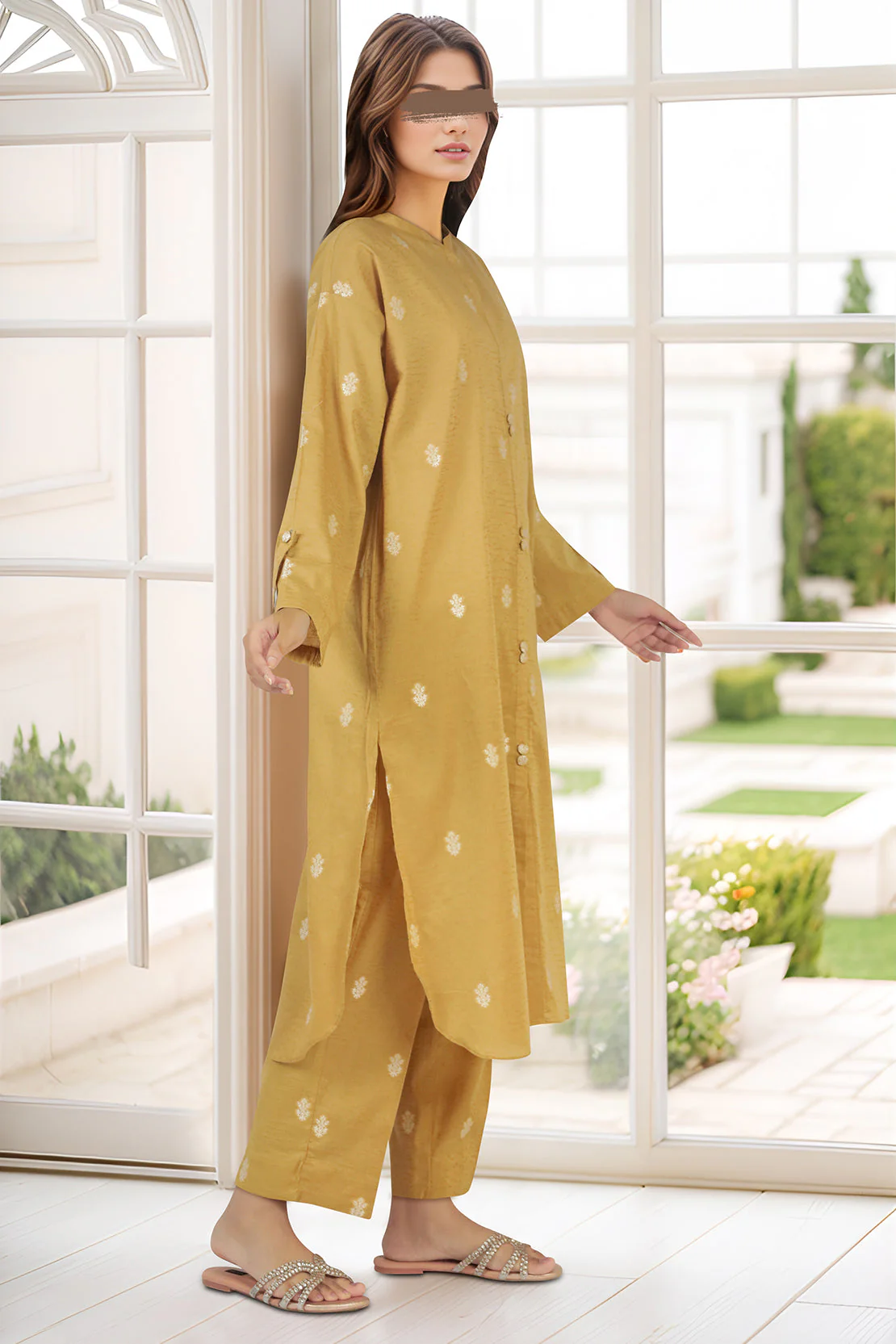 Cotton Jacquard Stitched 2 Piece (Shirt/Trouser) - Image 2