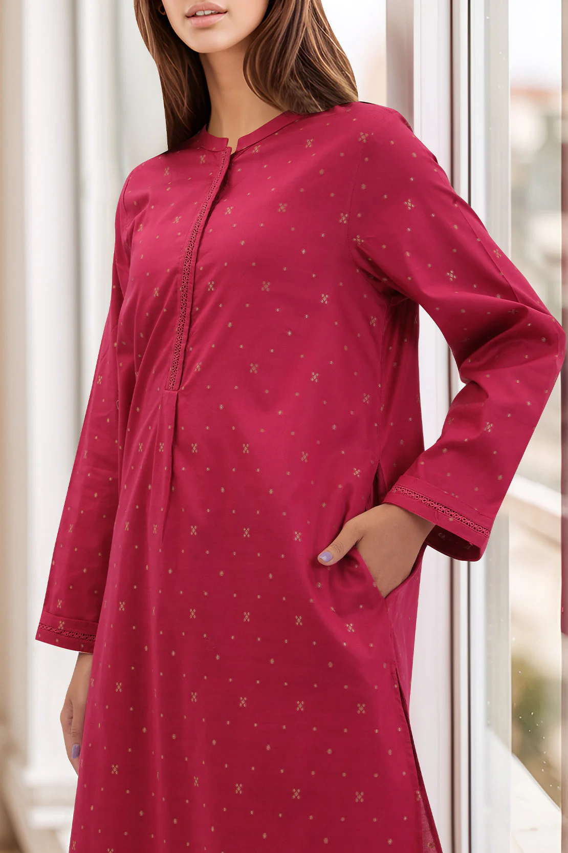 Cotton Jacquard Stitched 2 Piece (Shirt/Trouser) - Image 2