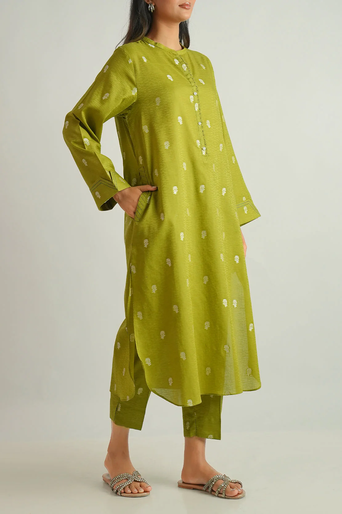 Cotton Jacquard Stitched 2 Piece (Shirt/Trouser) - Image 2