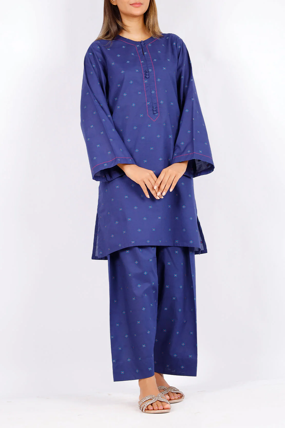 Cotton Jacquard Stitched 2 Piece (Shirt/Trouser) - Image 2