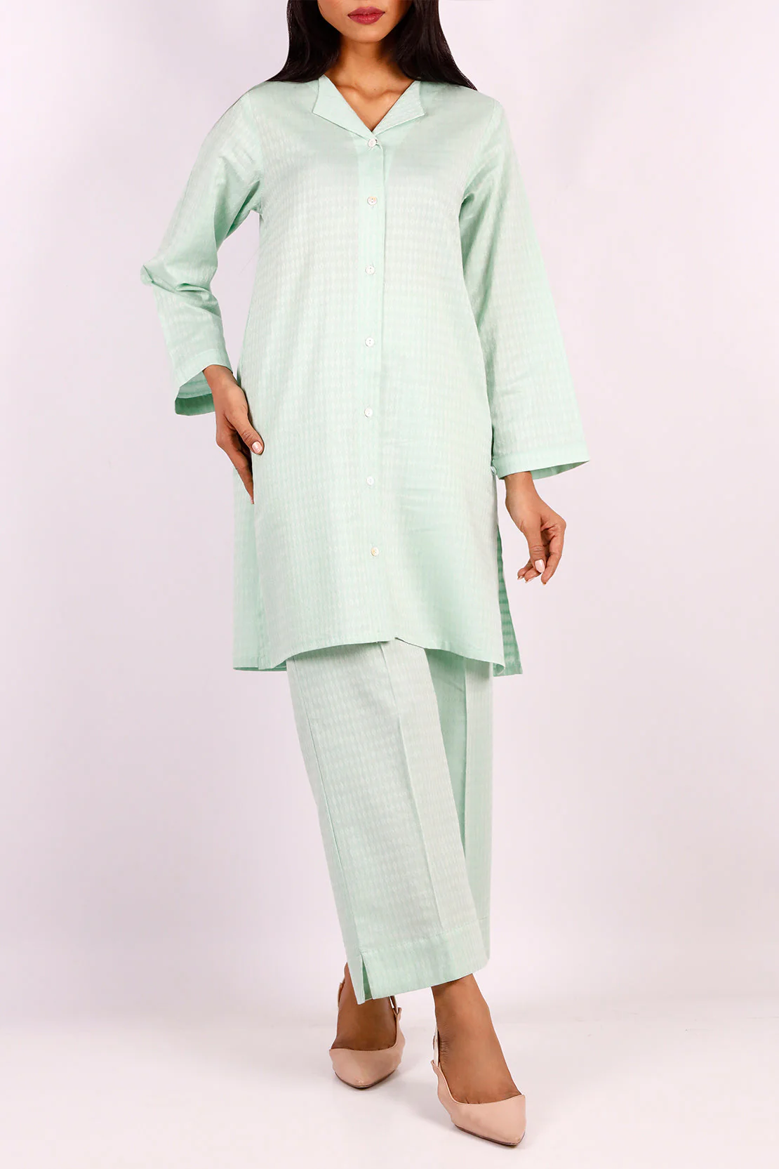 Cotton Jacquard Stitched 2 Piece (Shirt/Trouser) - Image 2