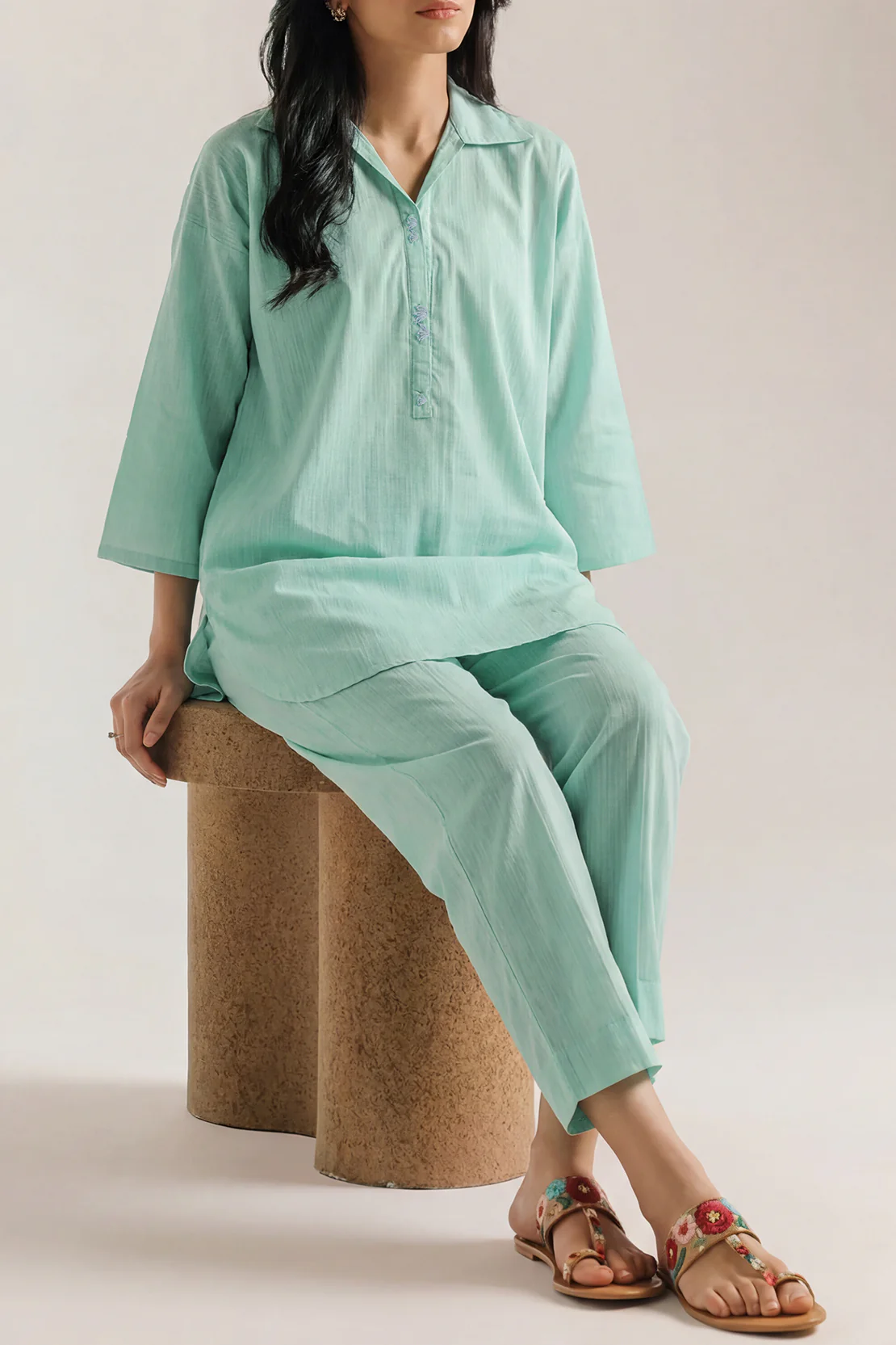 Cotton Jacquard Stitched 2 Piece (Shirt/Trouser) - Image 2