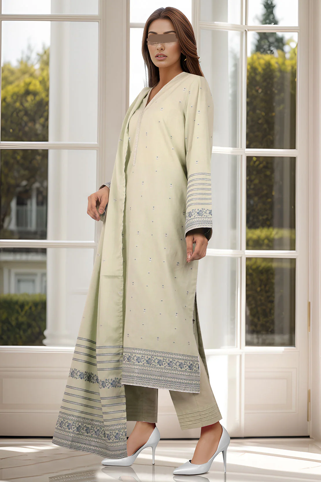 Cotton Jacquard Stitched 2 Piece (Shirt/Trouser) - Image 2
