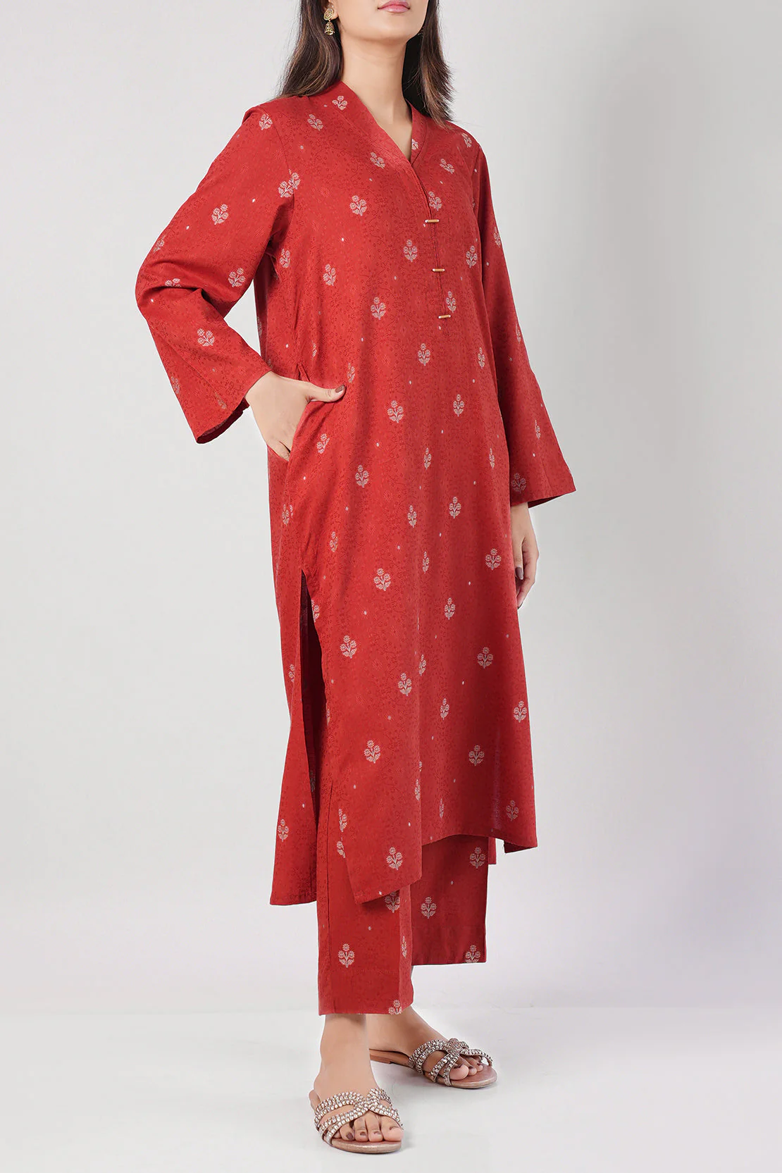 Cotton Jacquard Stitched 2 Piece (Shirt/Trouser)