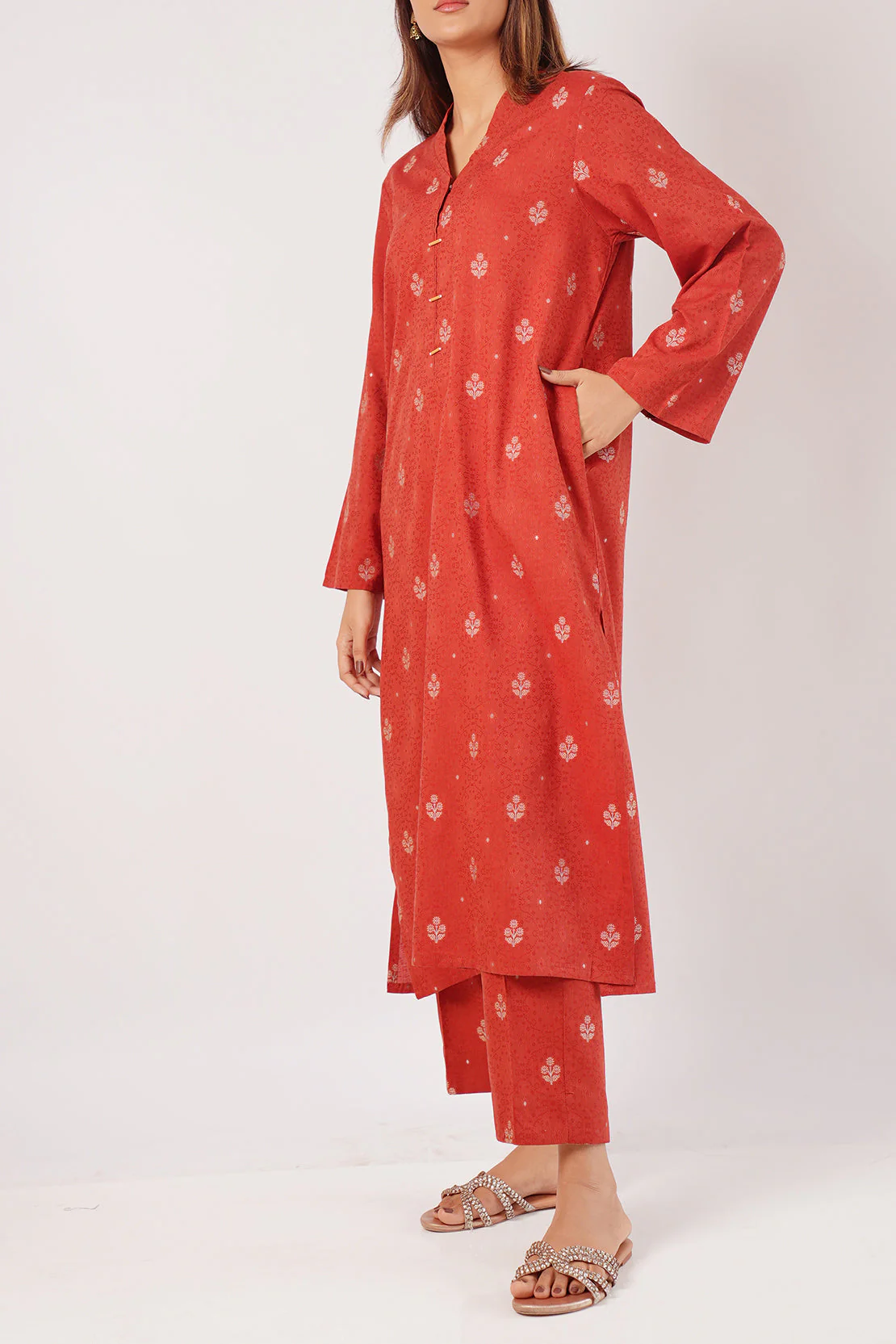 Cotton Jacquard Stitched 2 Piece (Shirt/Trouser) - Image 2