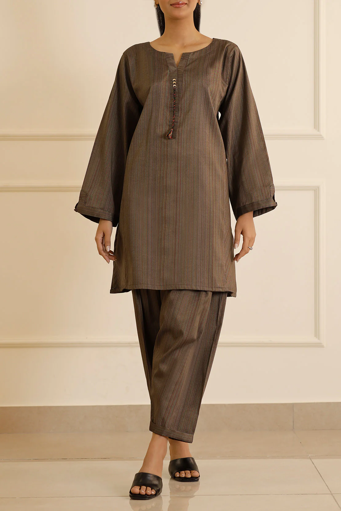 Cotton Jacquard Stitched 2 Piece (Shirt/Trouser) - Image 3