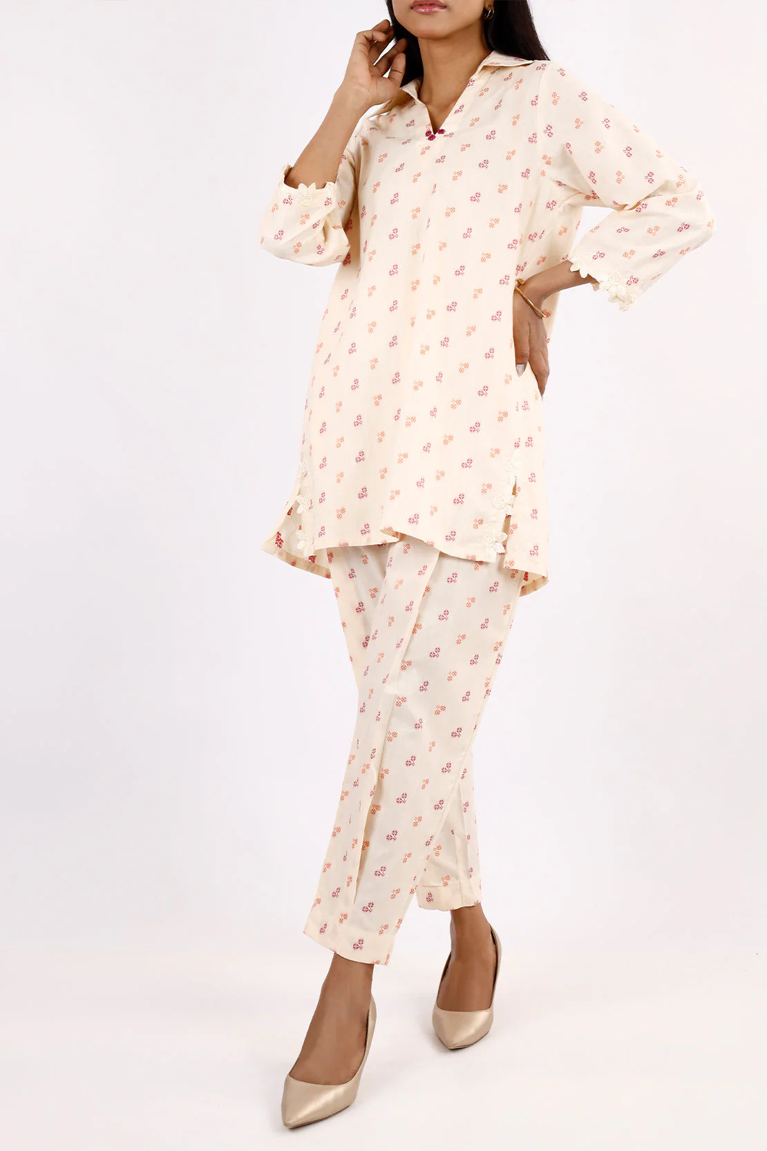Cotton Jacquard Stitched 2 Piece (Shirt/Trouser)