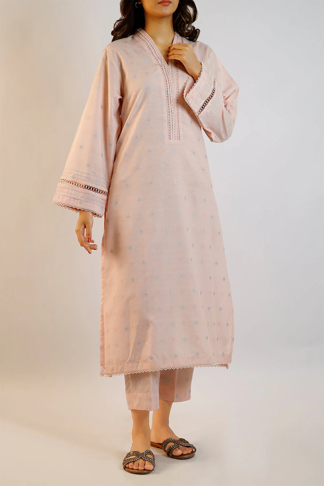 Cotton Jacquard Stitched 2 Piece (Shirt/Trouser)