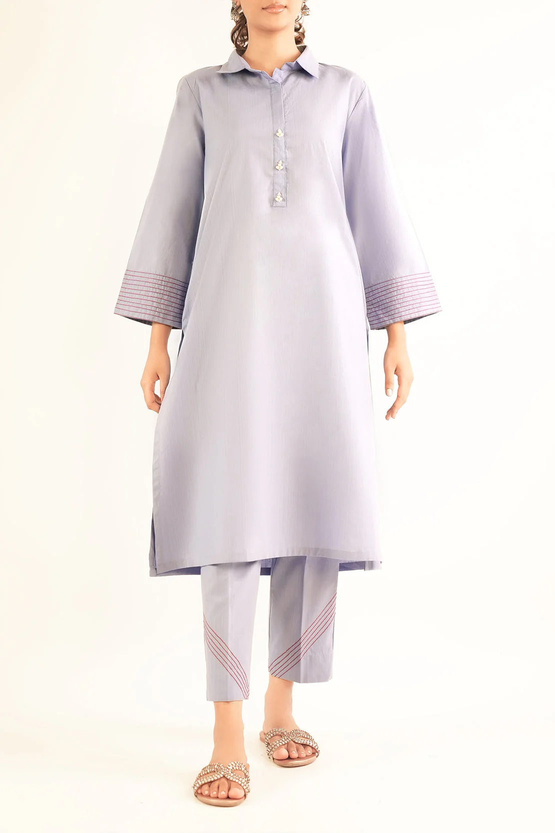 Cotton Jacquard Stitched 2 Piece (Shirt/Trouser)