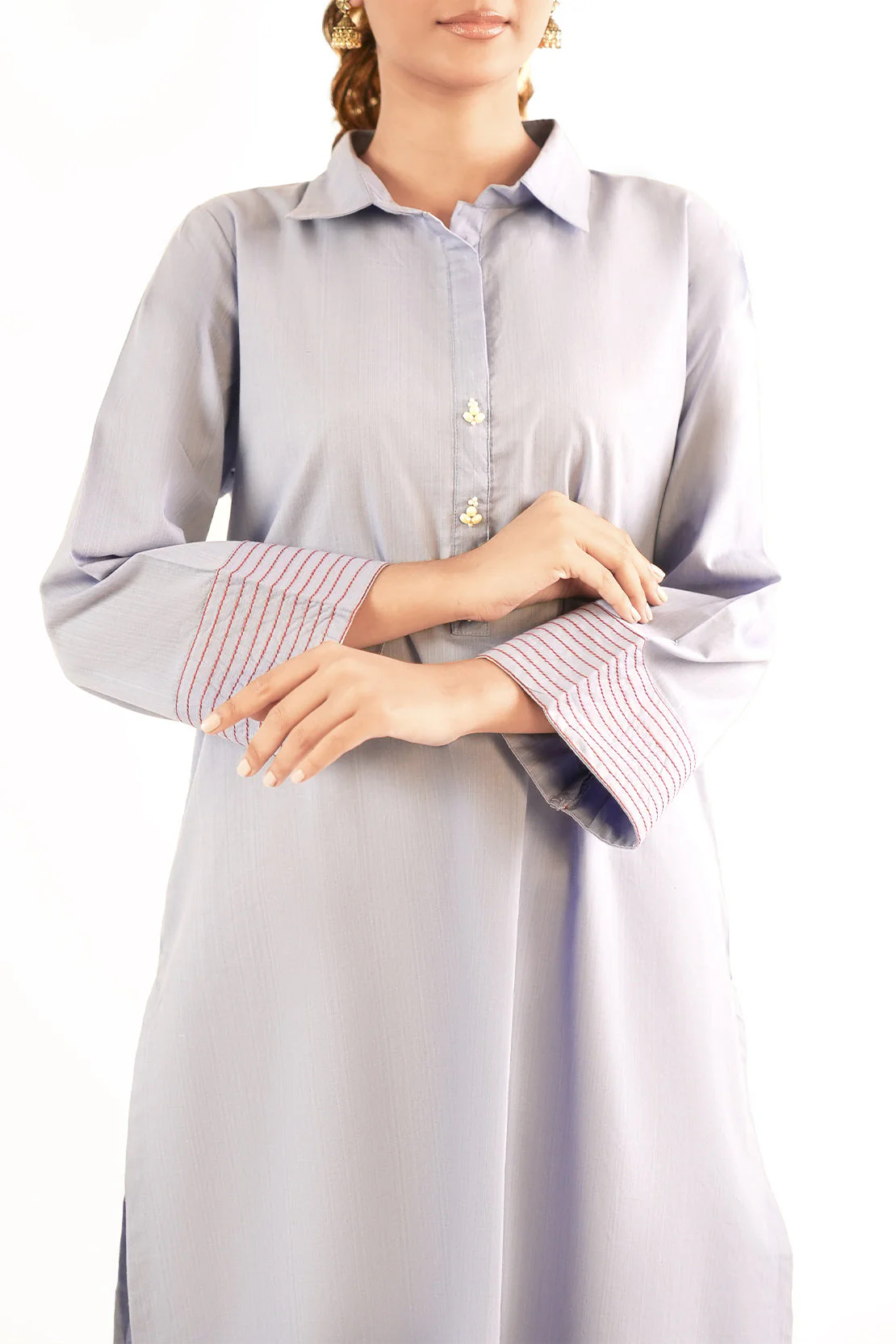Cotton Jacquard Stitched 2 Piece (Shirt/Trouser) - Image 2