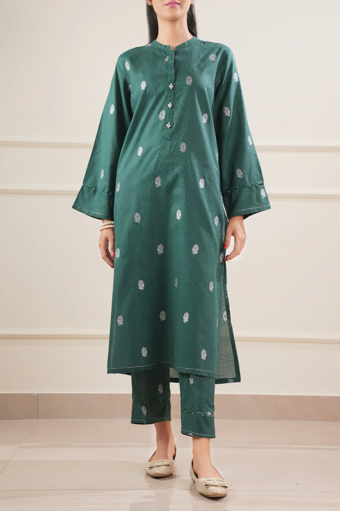Cotton Jacquard Stitched 2 Piece (Shirt/Trouser) - Image 2