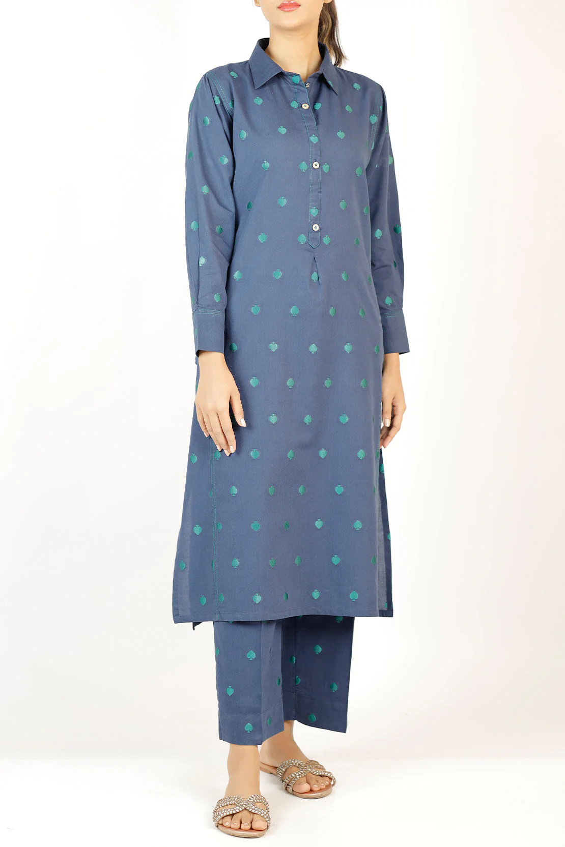 Cotton Jacquard Stitched 2 Piece (Shirt/Trouser) - Image 2