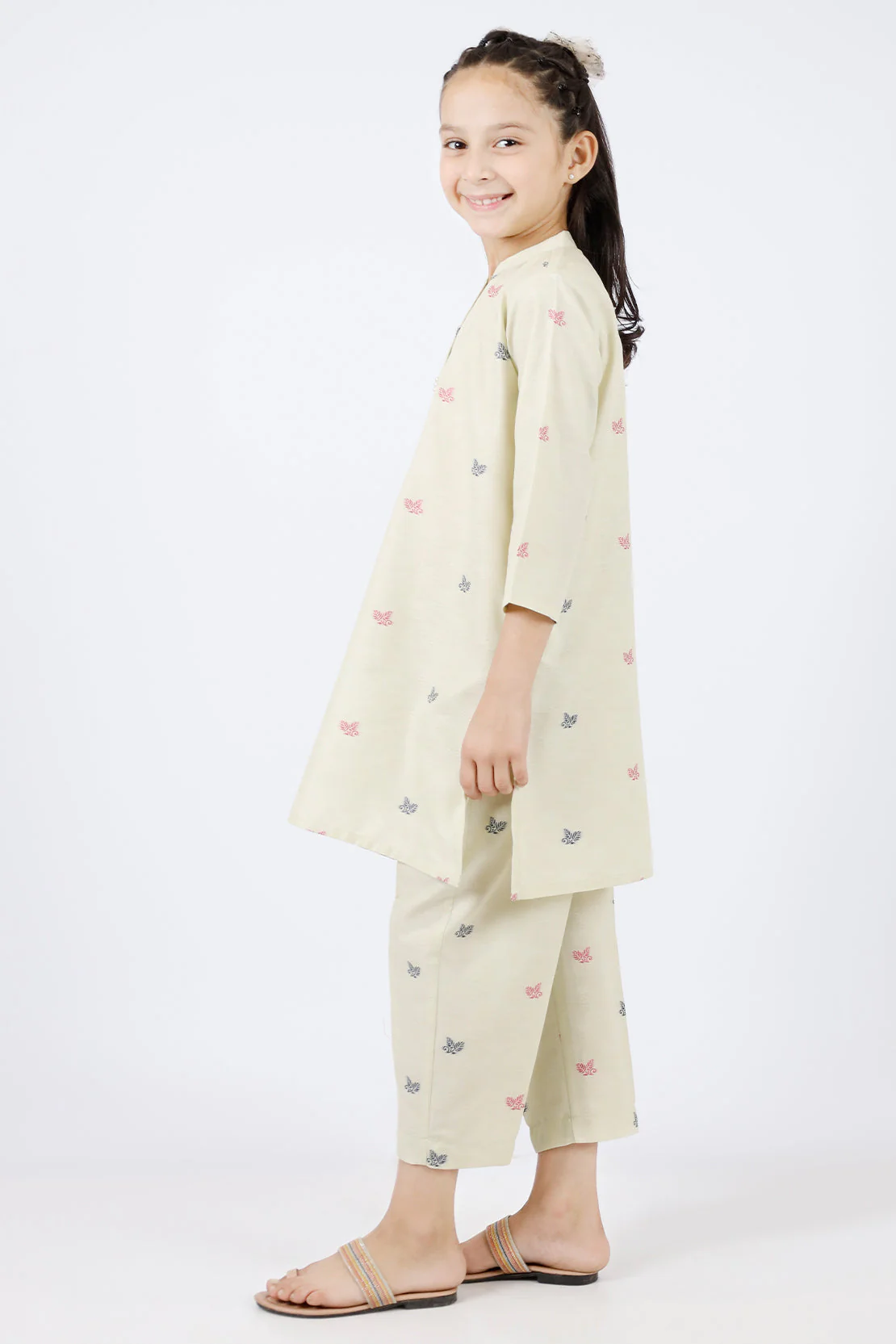 Stitched Cotton Jacquard Shirt/Trouser For Kids - Image 4