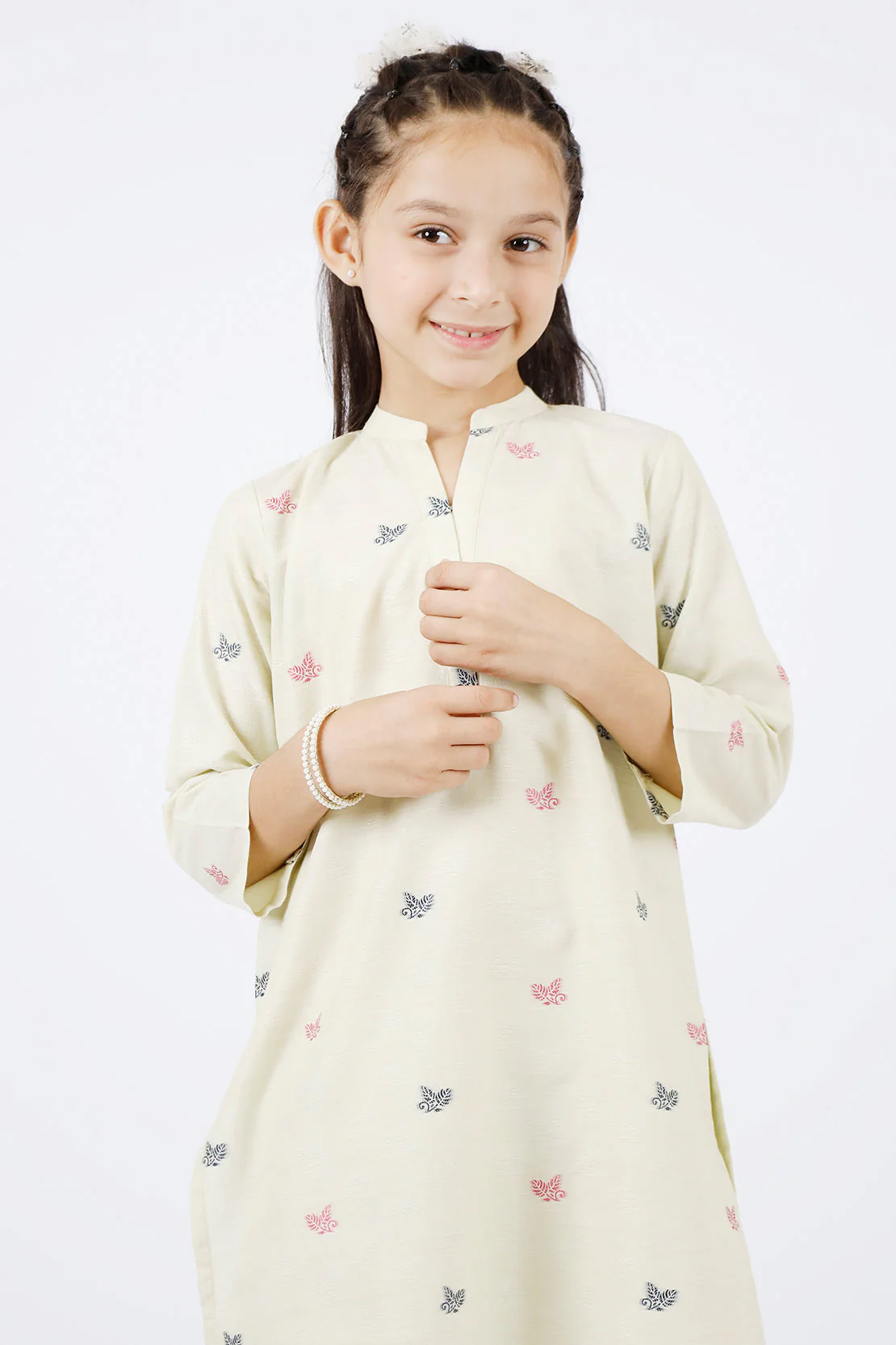 Stitched Cotton Jacquard Shirt/Trouser For Kids - Image 5