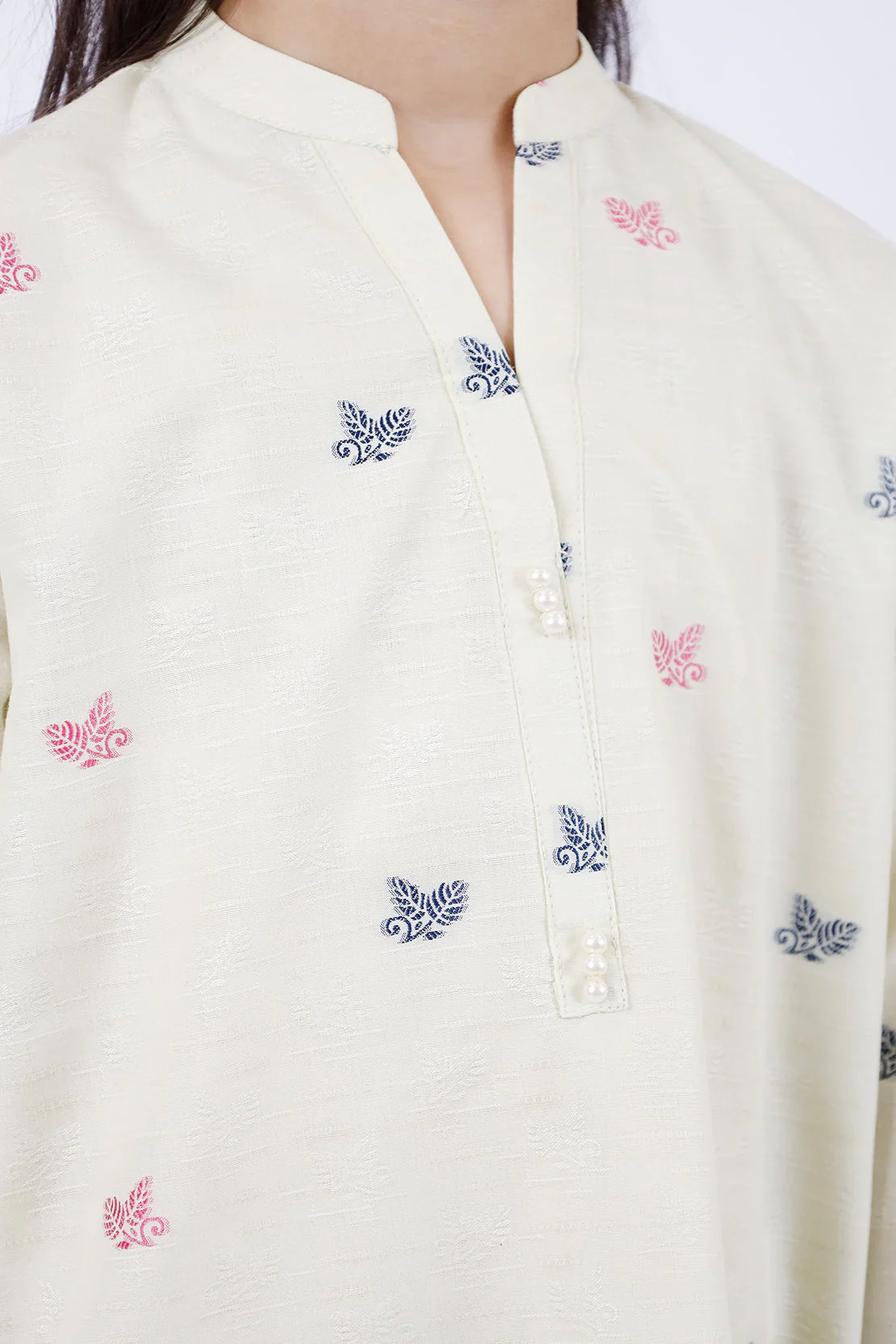 Stitched Cotton Jacquard Shirt/Trouser For Kids - Image 6