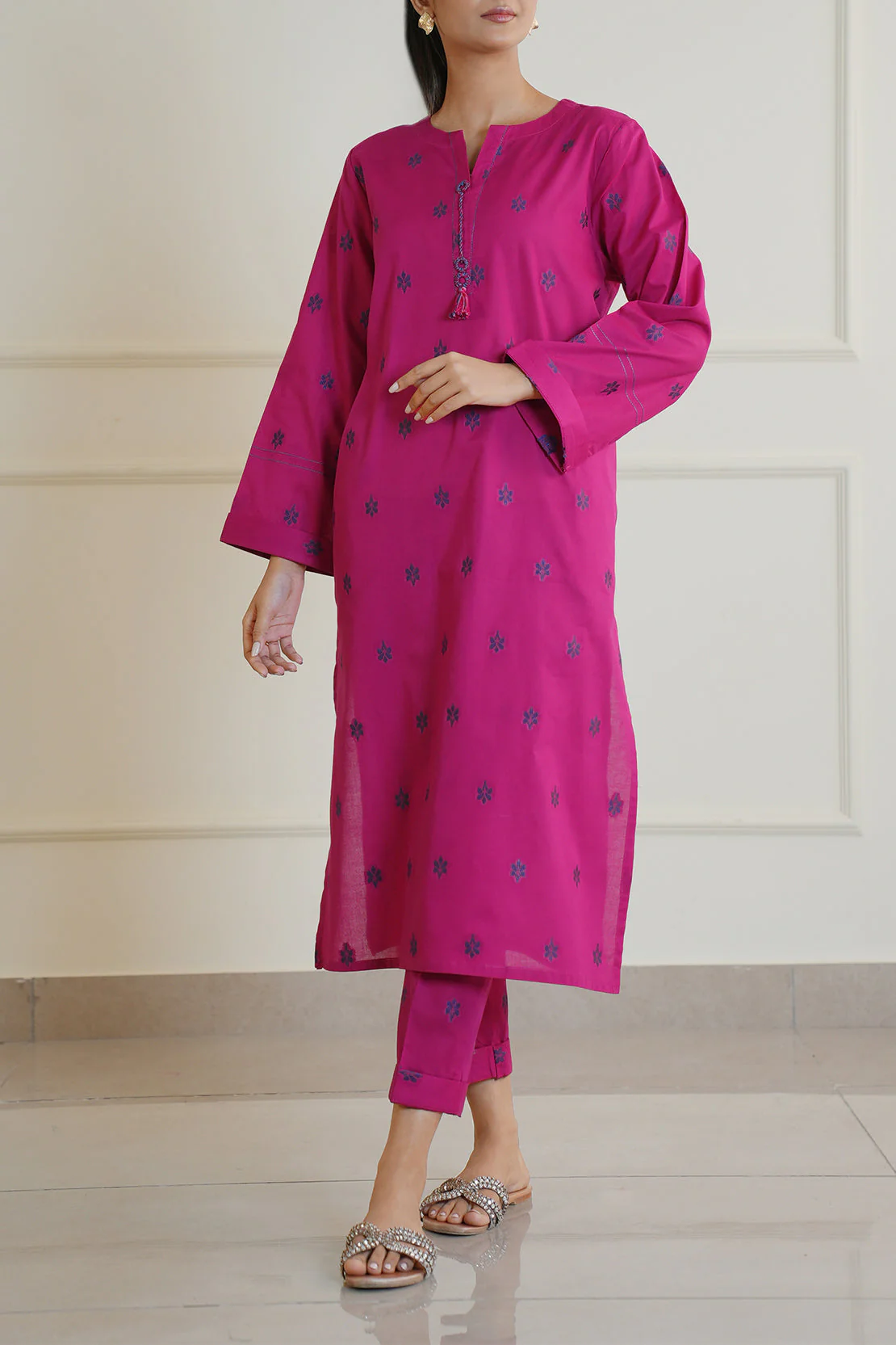 Cotton Jacquard Stitched 2 Piece (Shirt/Trouser)