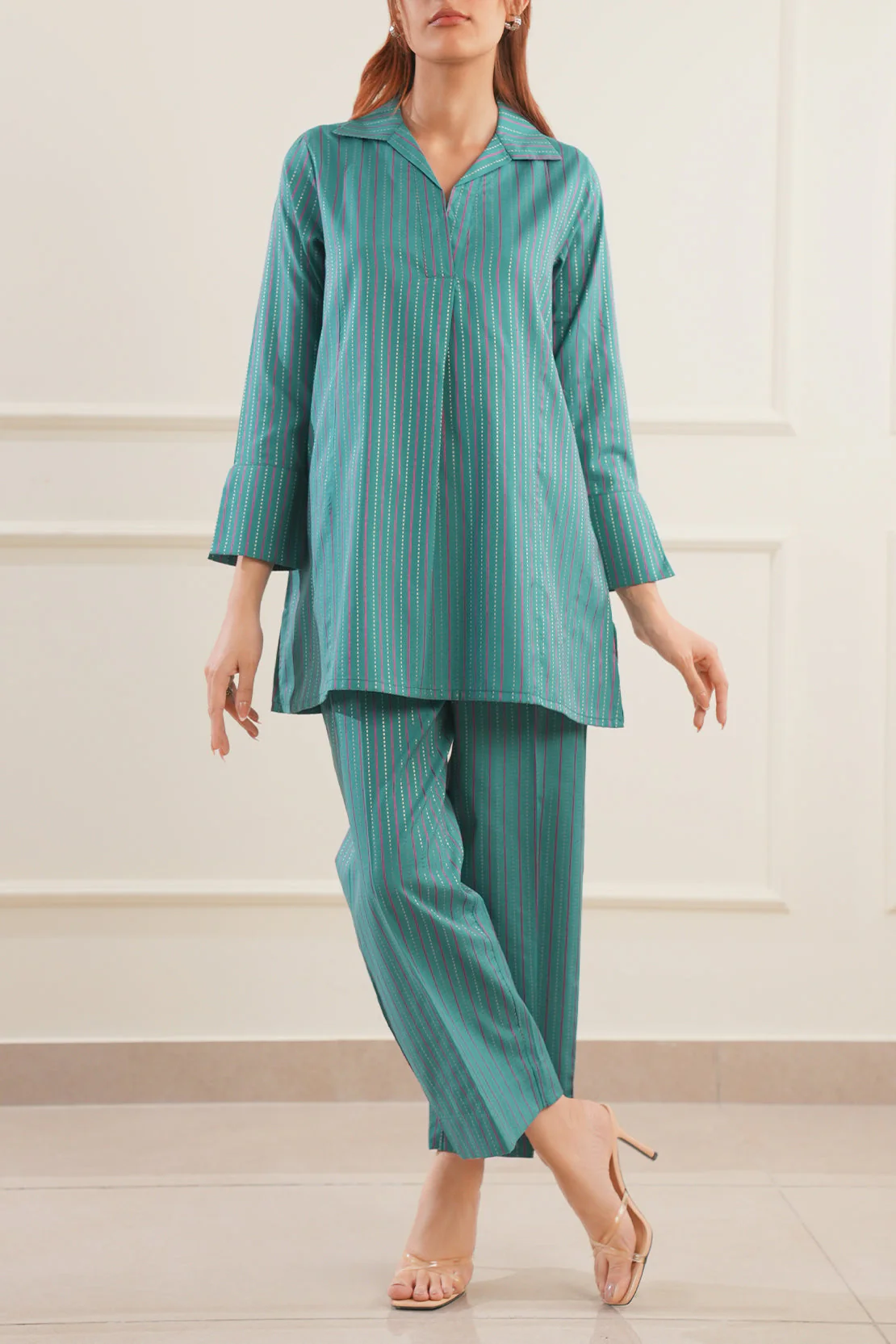 Cotton Jacquard Stitched 2 Piece (Shirt/Trouser) - Image 3