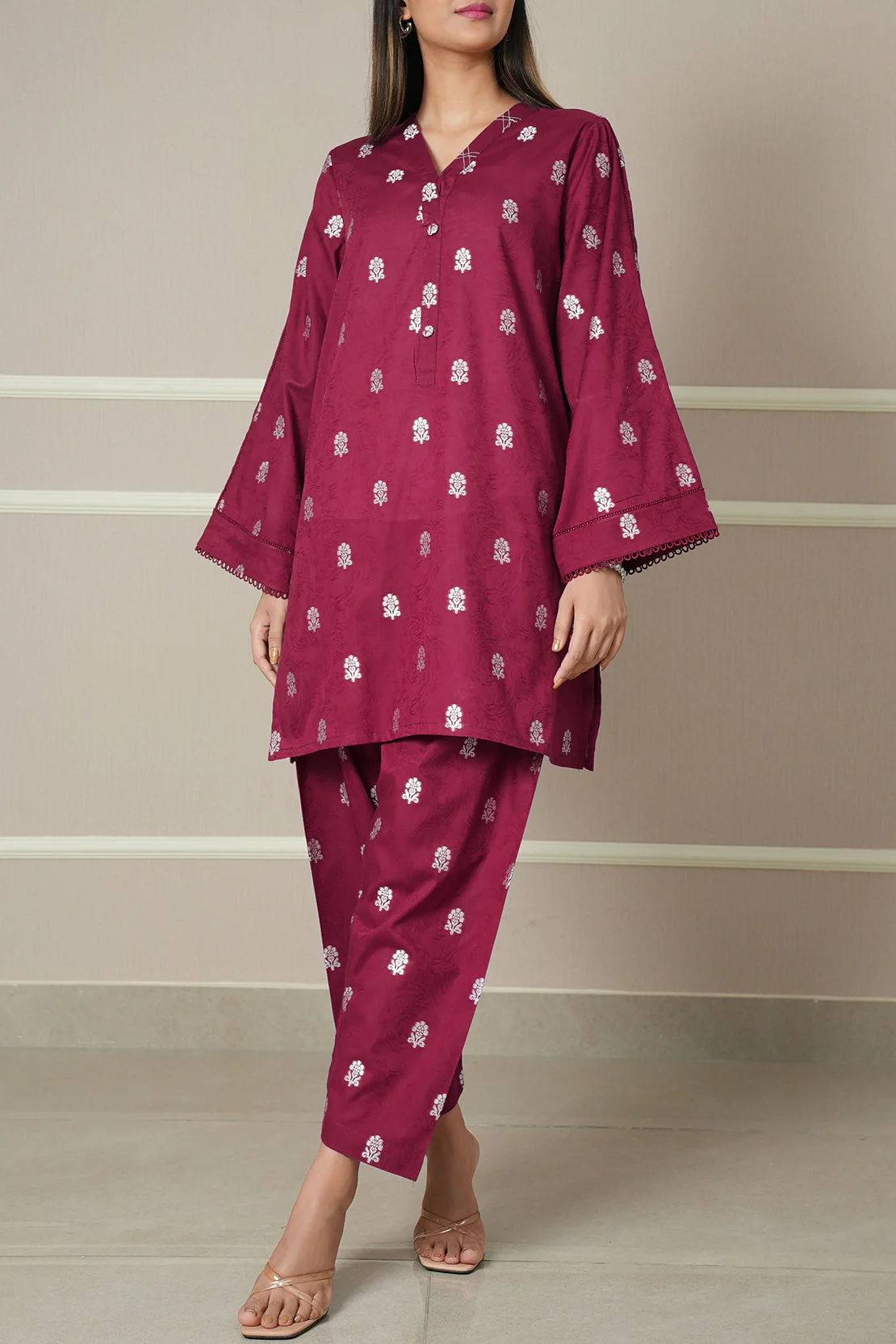 Cotton Jacquard Stitched 2 Piece (Shirt/Trouser) - Image 4