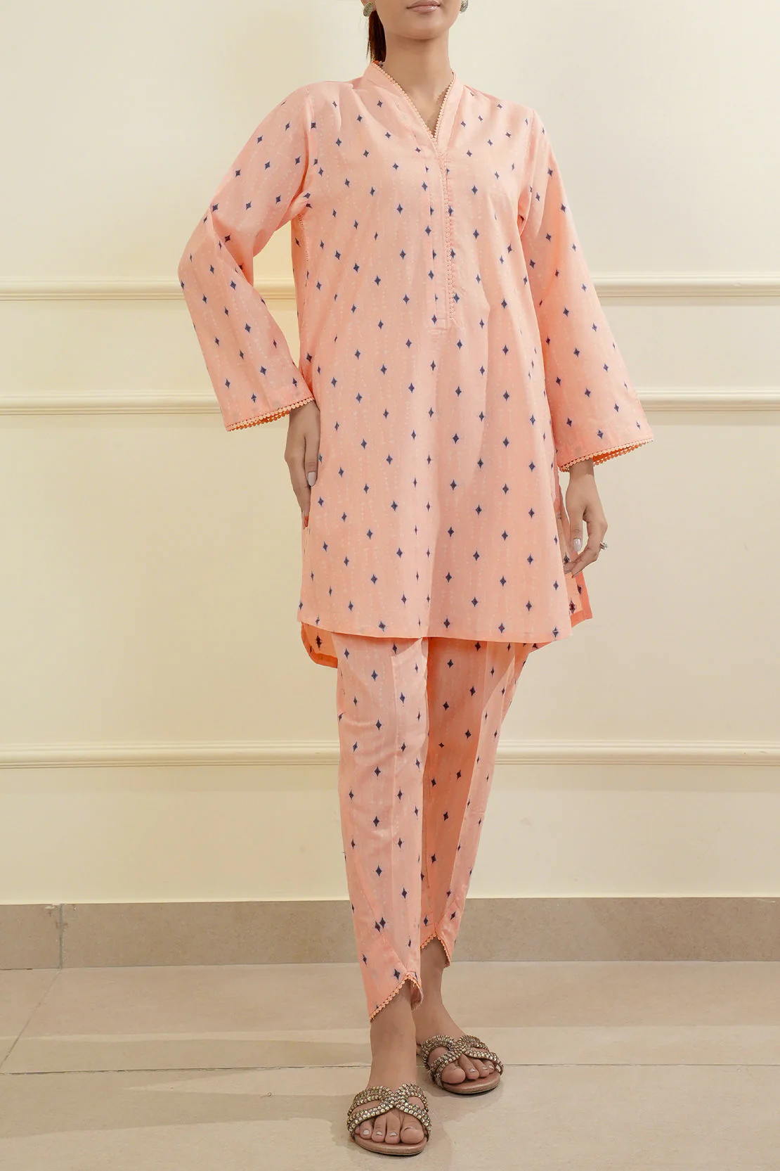Cotton Jacquard Stitched 2 Piece (Shirt/Trouser)