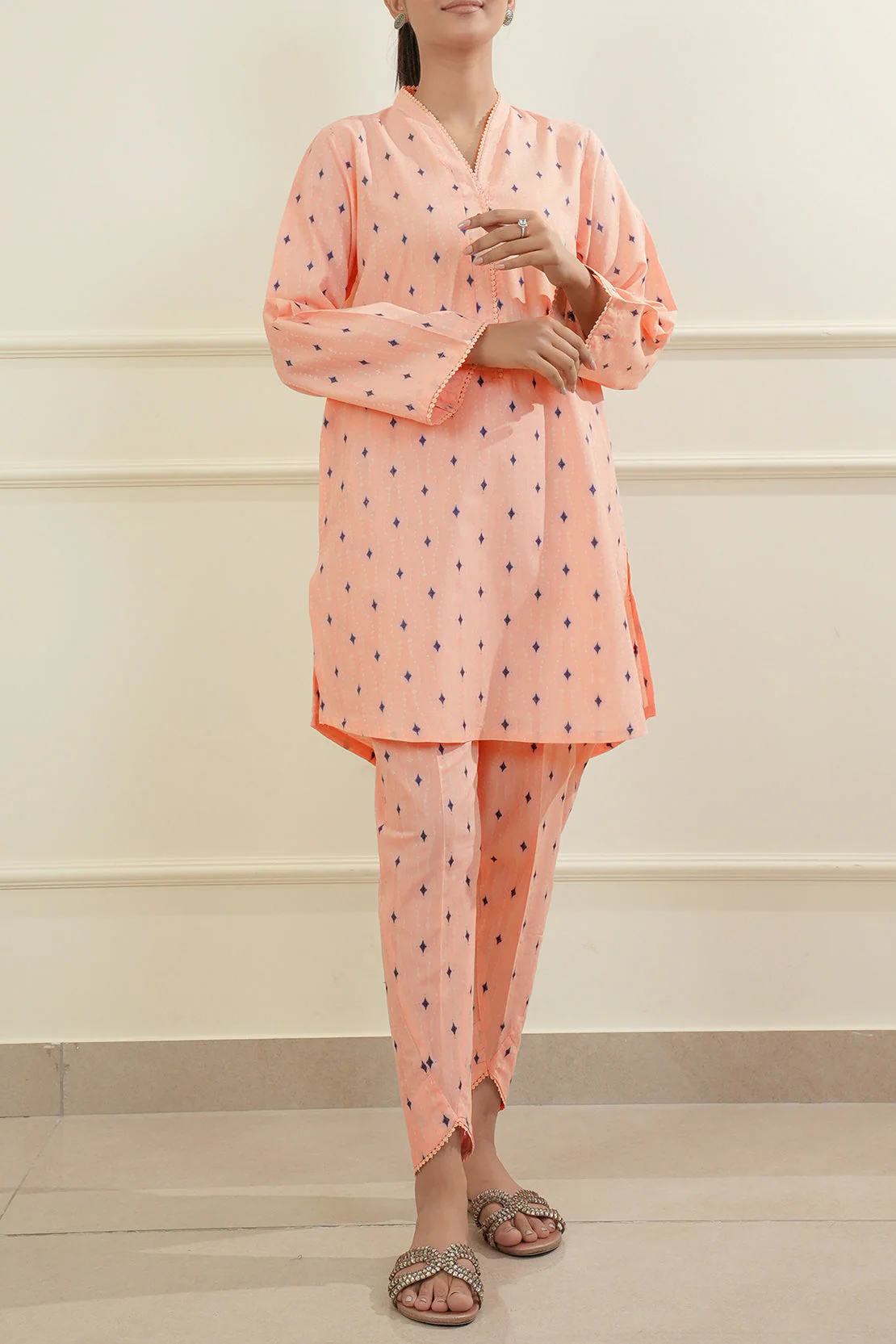 Cotton Jacquard Stitched 2 Piece (Shirt/Trouser) - Image 2