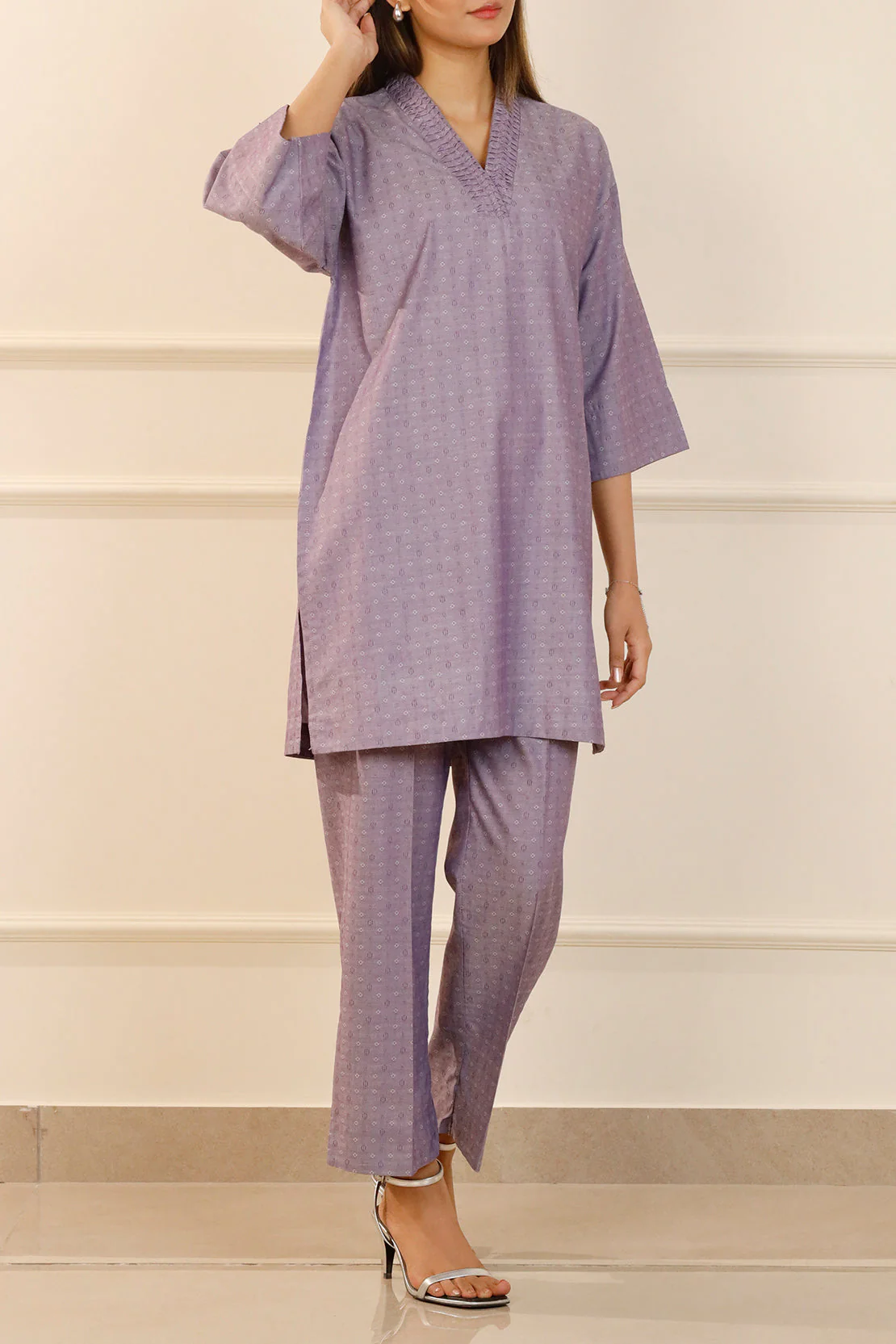Cotton Jacquard Stitched 2 Piece (Shirt/Trouser) - Image 2