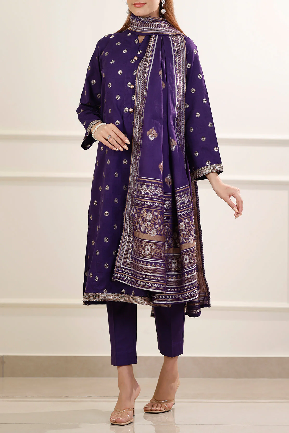 Cotton Jacquard Stitched 2 Piece (Shirt/Trouser) - Image 3