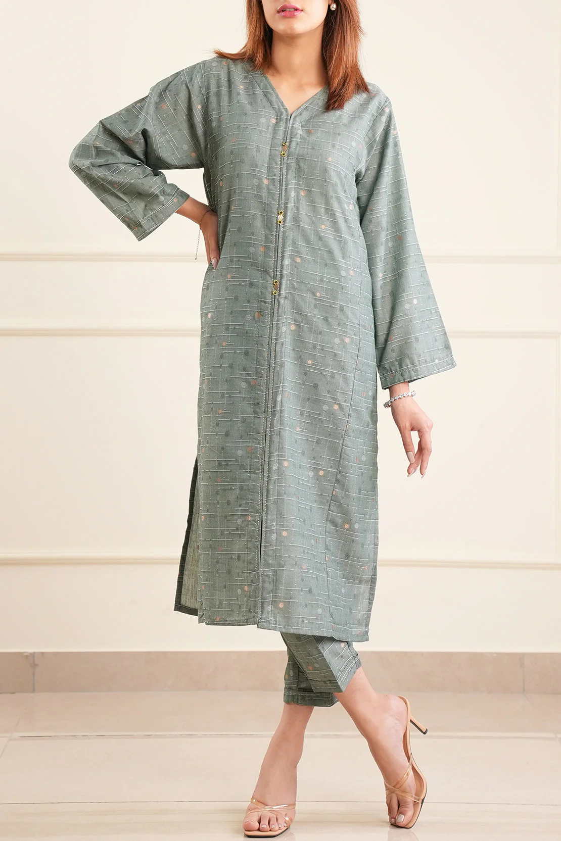 Cotton Jacquard Stitched 2 Piece (Shirt/Trouser) - Image 2