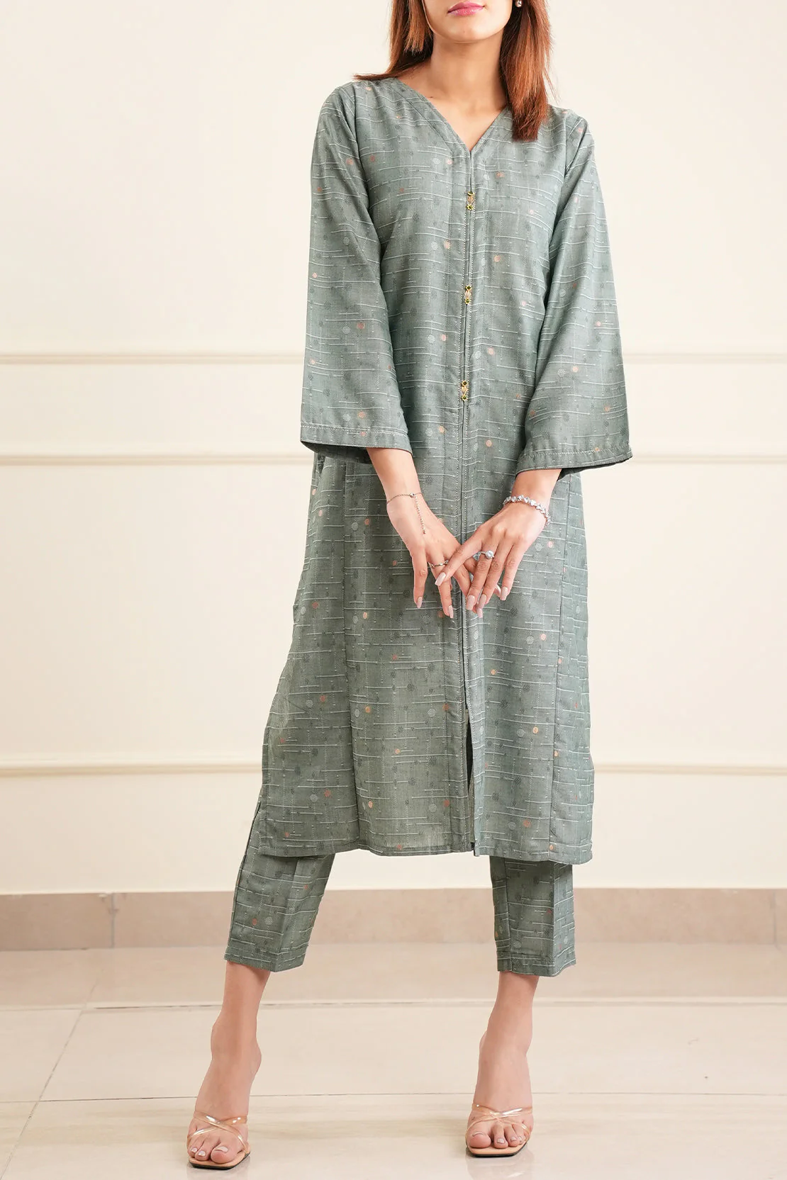 Cotton Jacquard Stitched 2 Piece (Shirt/Trouser) - Image 3