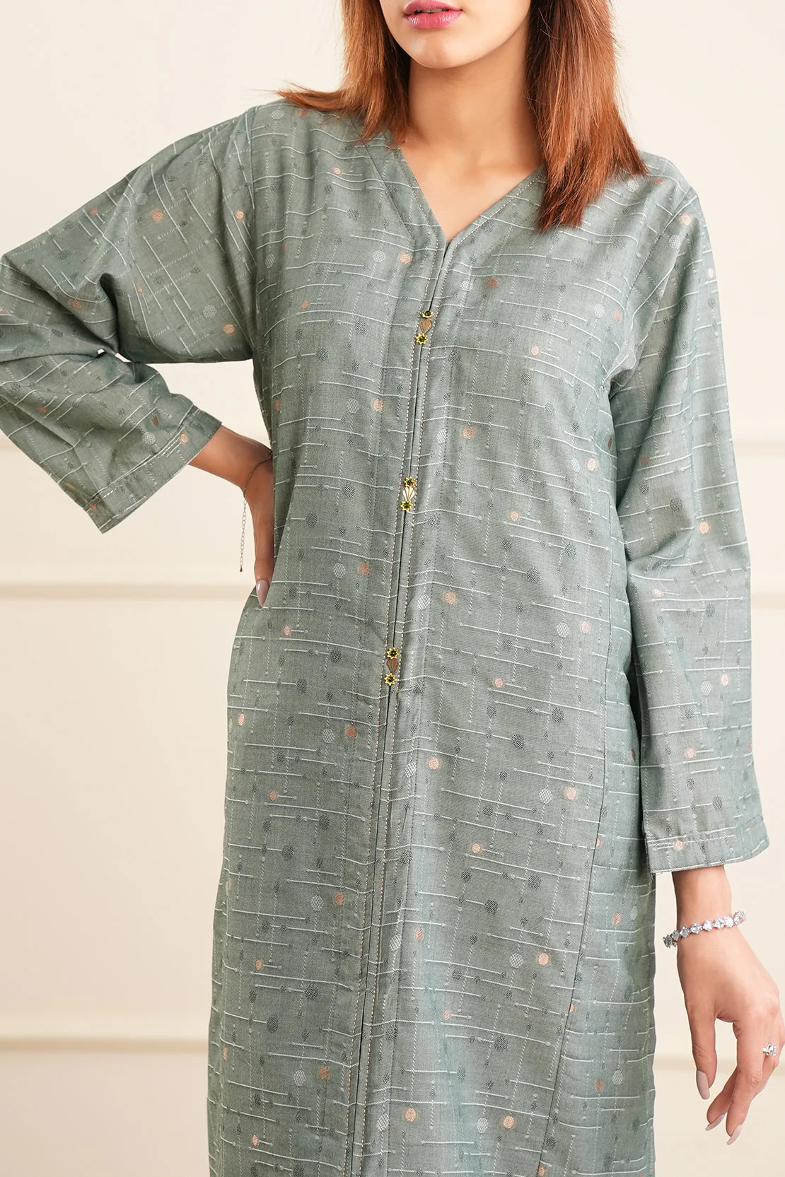 Cotton Jacquard Stitched 2 Piece (Shirt/Trouser) - Image 6