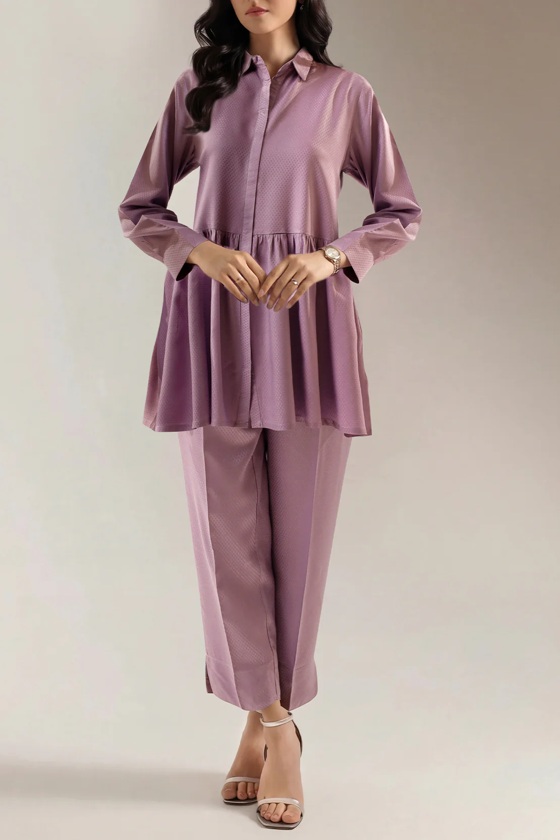 Cotton Jacquard Stitched 2 Piece (Shirt/Trouser)