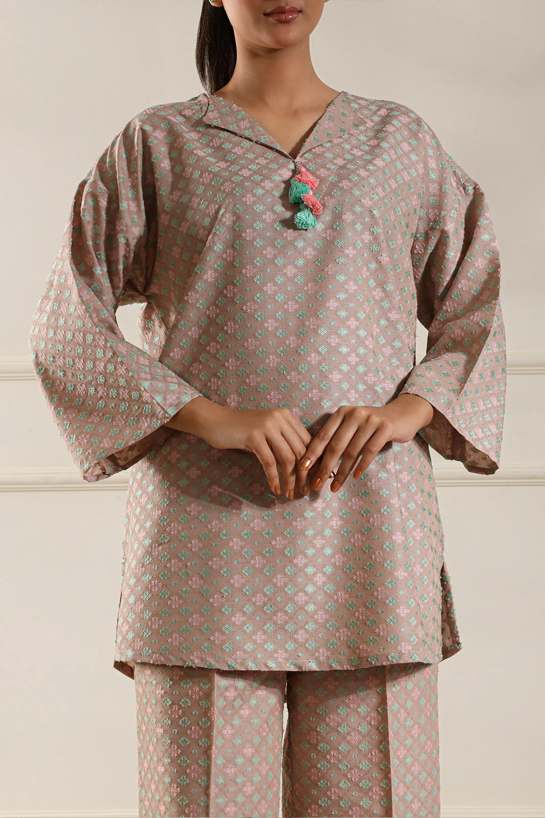Cotton Jacquard Stitched 2 Piece (Shirt/Trouser)