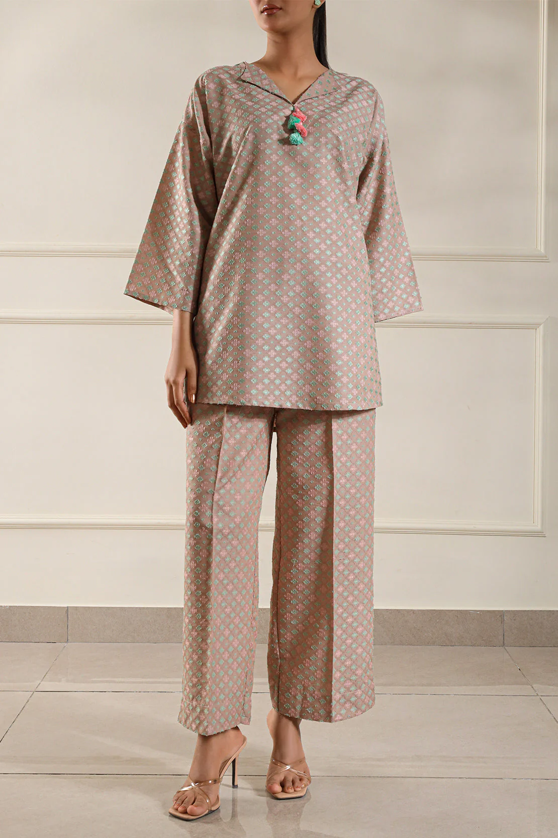 Cotton Jacquard Stitched 2 Piece (Shirt/Trouser) - Image 2
